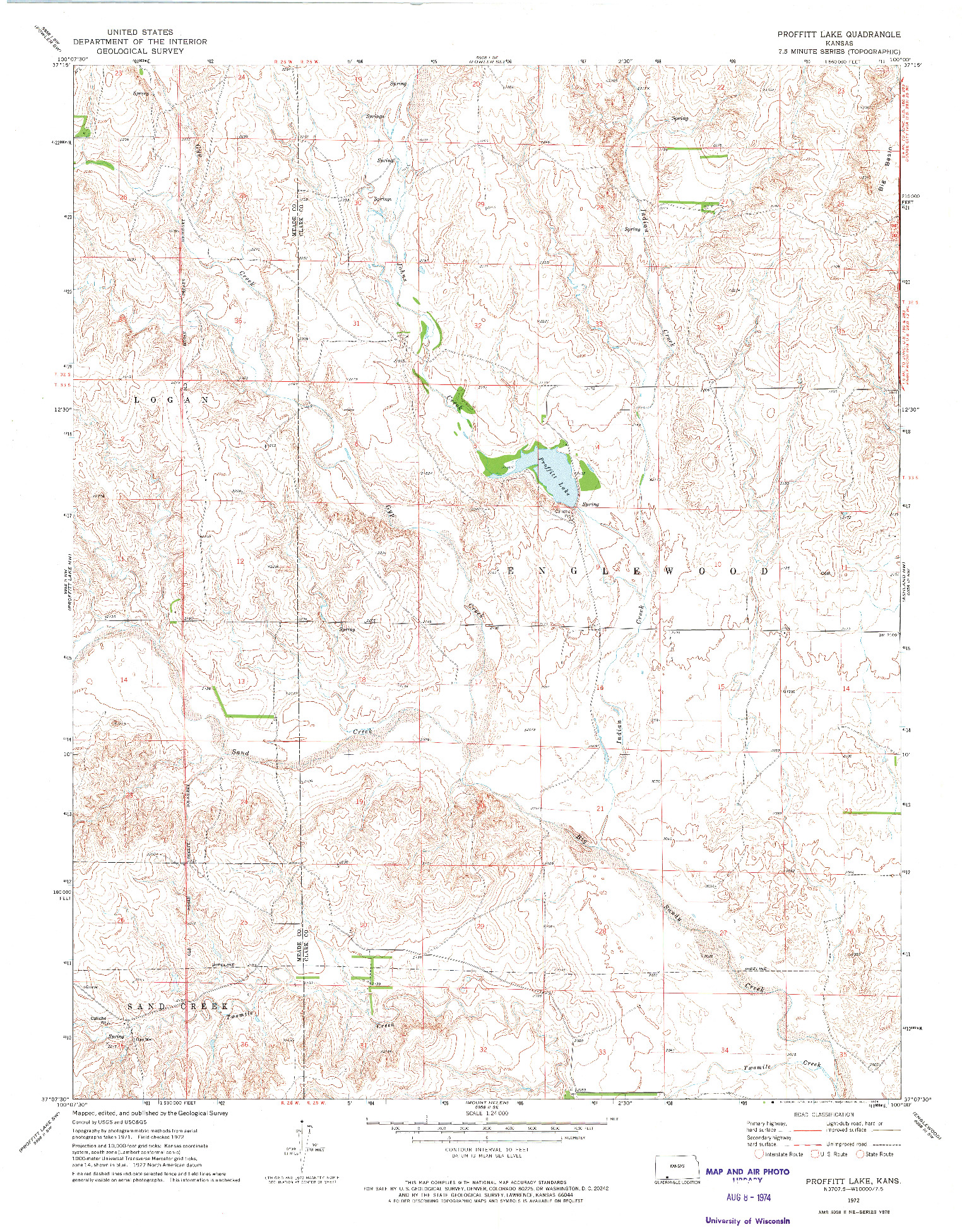 USGS 1:24000-SCALE QUADRANGLE FOR PROFFITT LAKE, KS 1972