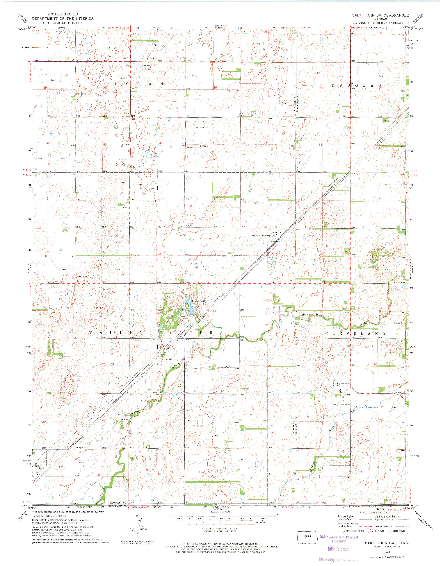 USGS 1:24000-SCALE QUADRANGLE FOR SAINT JOHN SW, KS 1972