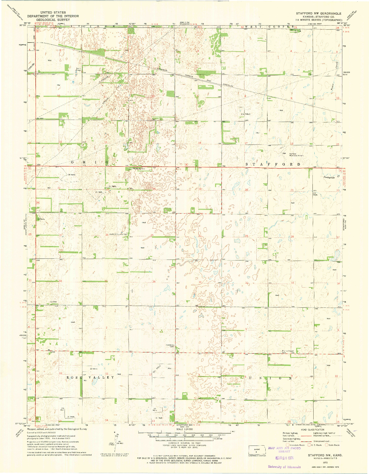 USGS 1:24000-SCALE QUADRANGLE FOR STAFFORD NW, KS 1972