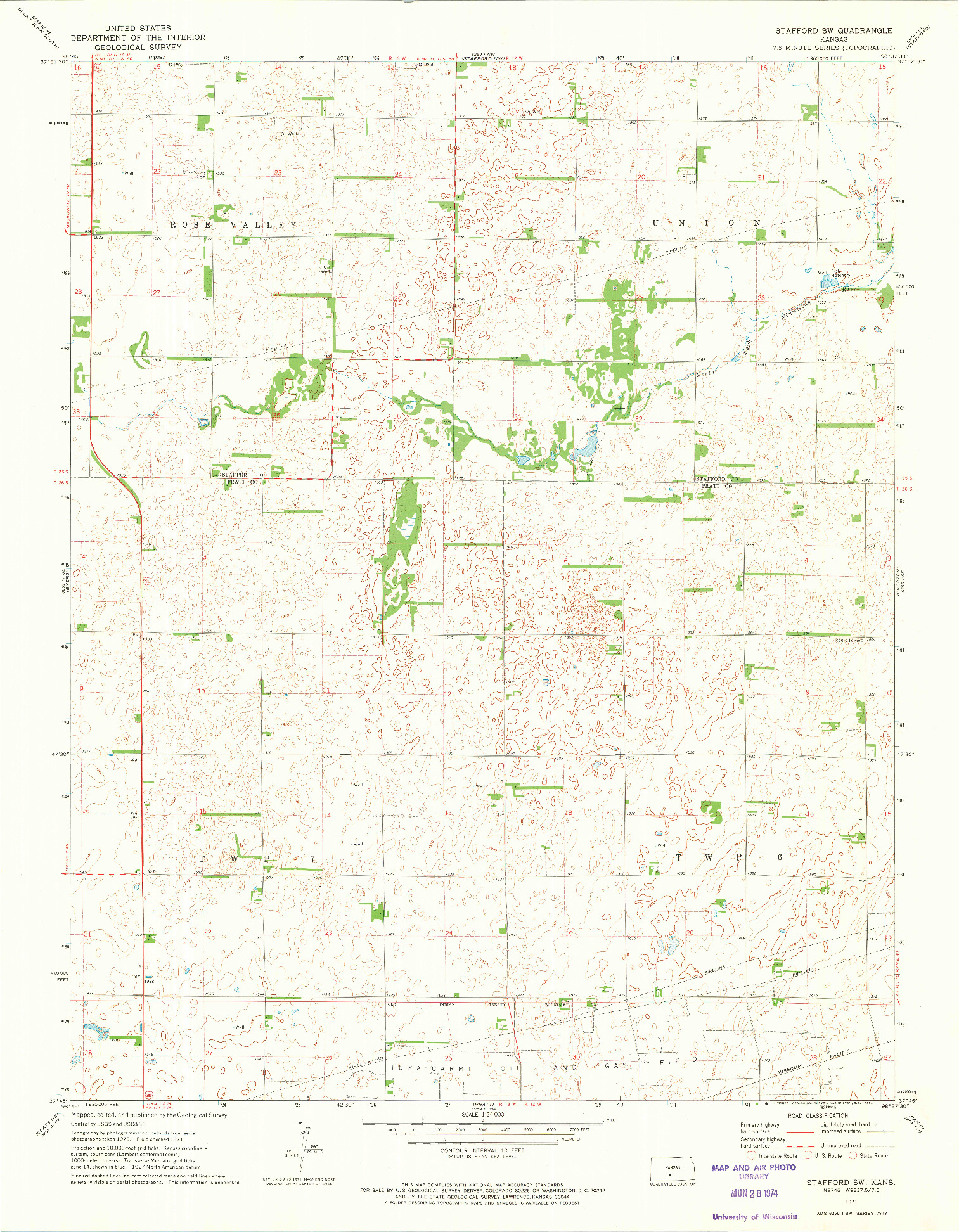 USGS 1:24000-SCALE QUADRANGLE FOR STAFFORD SW, KS 1971