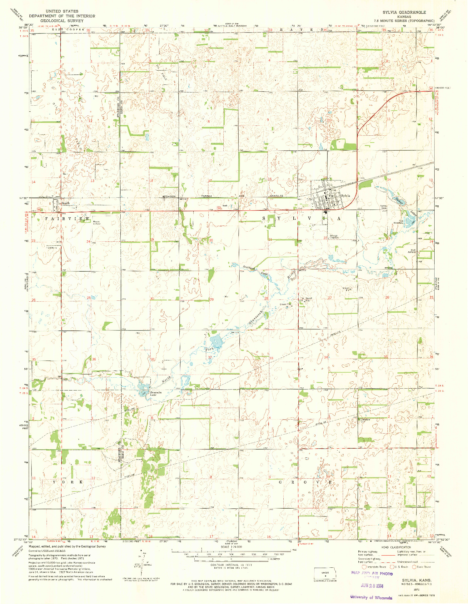USGS 1:24000-SCALE QUADRANGLE FOR SYLVIA, KS 1971