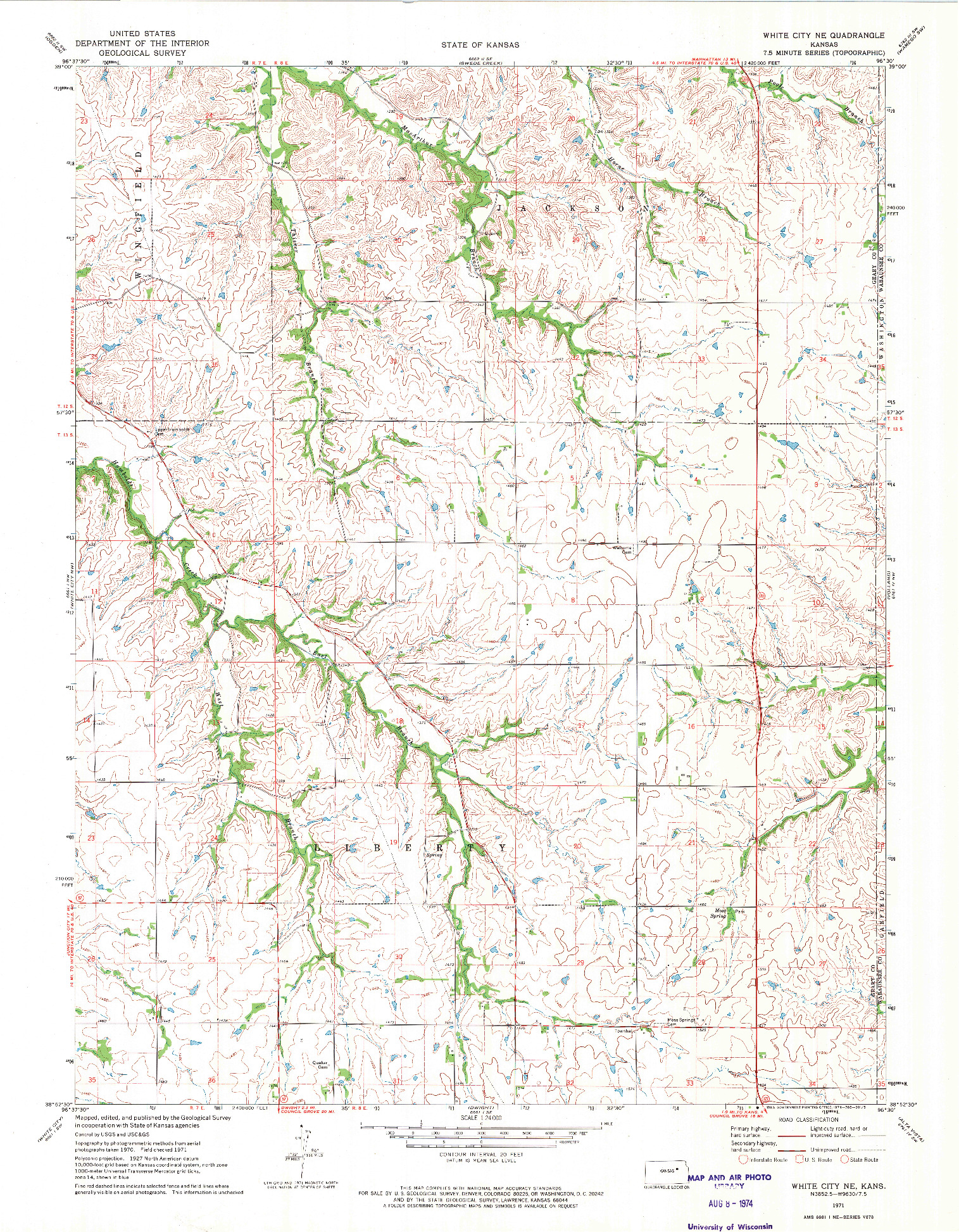 USGS 1:24000-SCALE QUADRANGLE FOR WHITE CITY NE, KS 1971