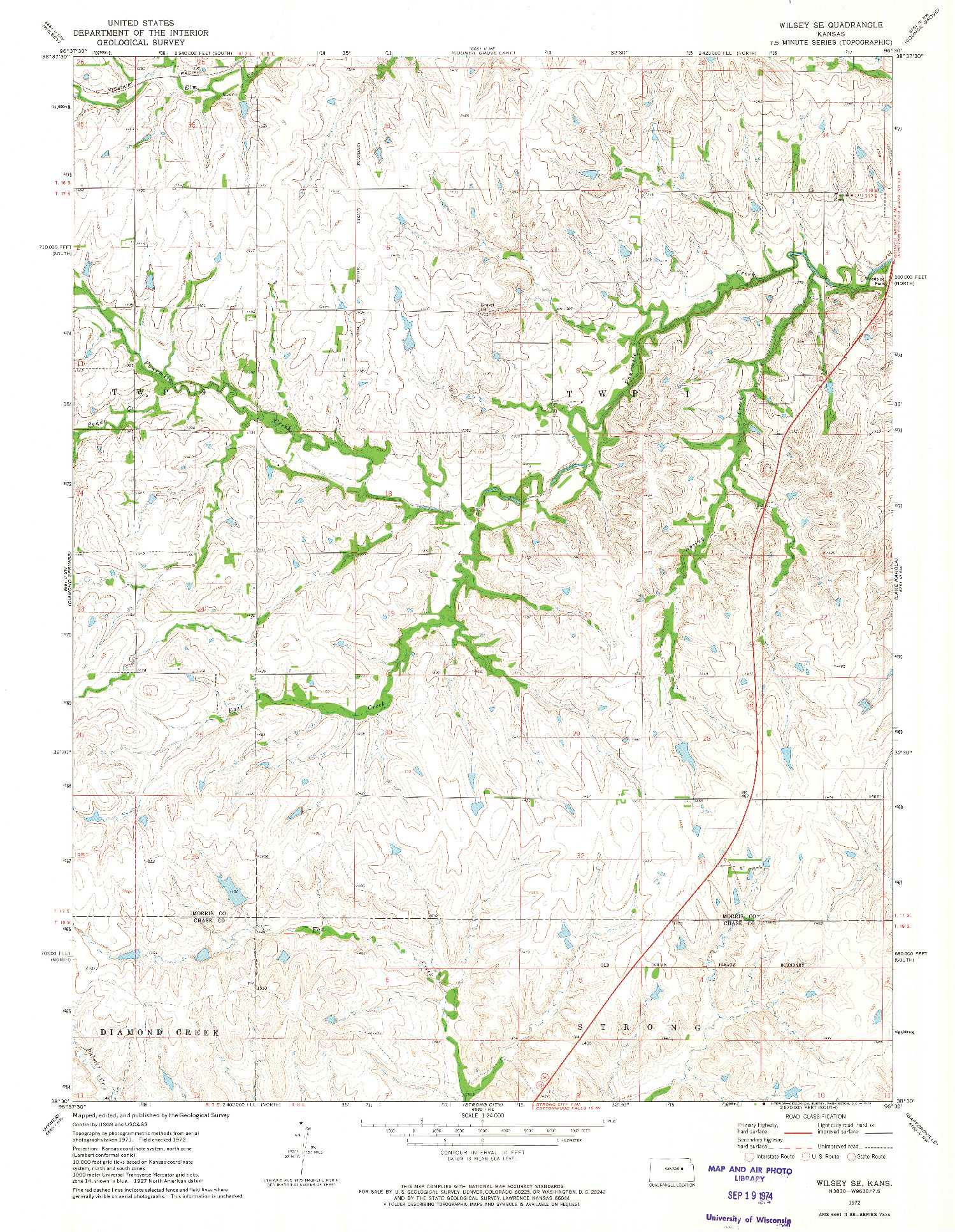 USGS 1:24000-SCALE QUADRANGLE FOR WILSEY SE, KS 1972