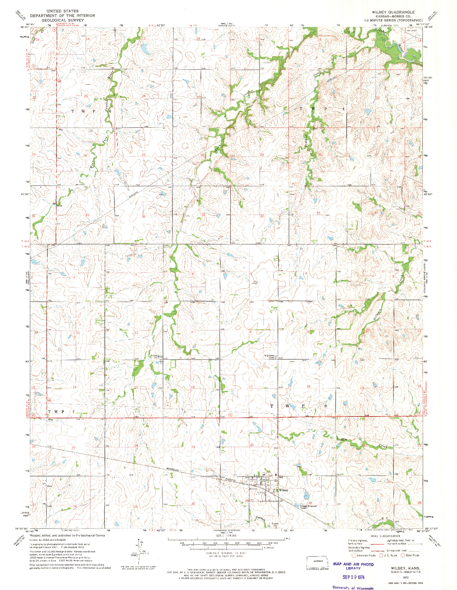 USGS 1:24000-SCALE QUADRANGLE FOR WILSEY, KS 1972