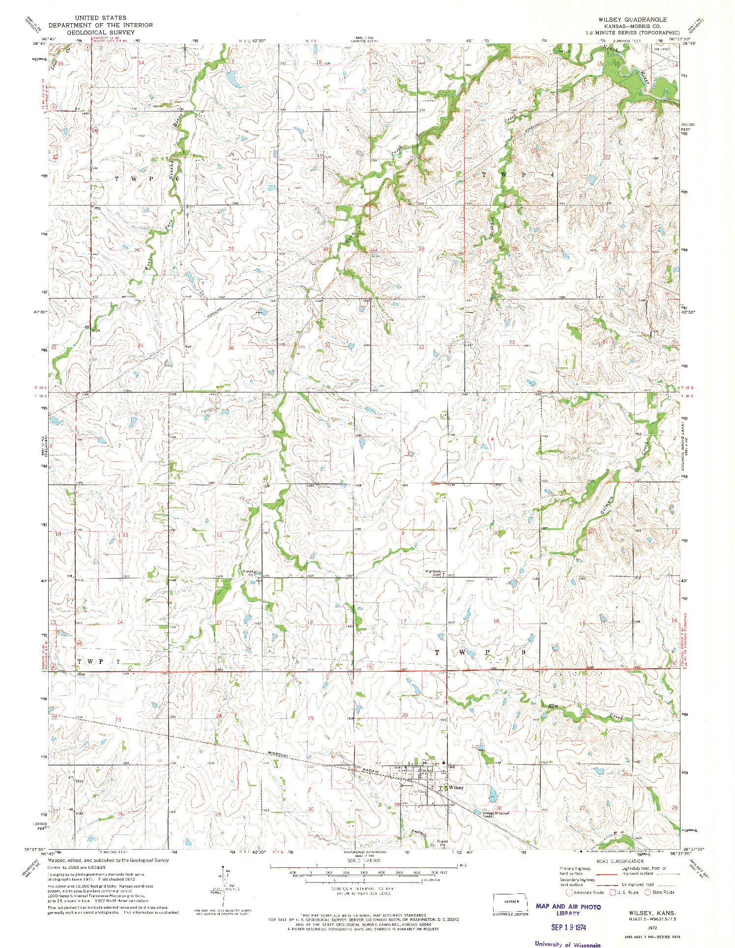 USGS 1:24000-SCALE QUADRANGLE FOR WILSEY, KS 1972