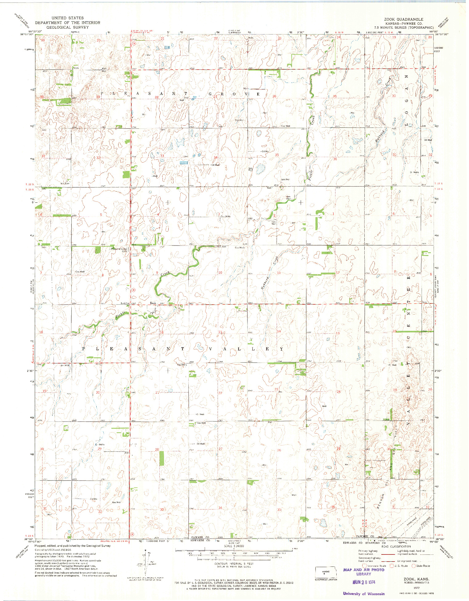 USGS 1:24000-SCALE QUADRANGLE FOR ZOOK, KS 1972