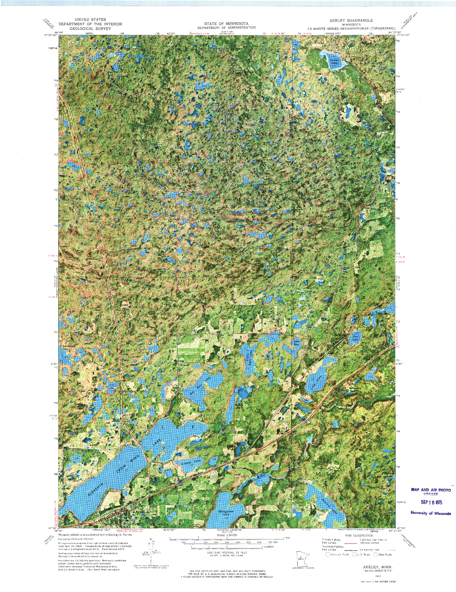 USGS 1:24000-SCALE QUADRANGLE FOR AKELEY, MN 1972