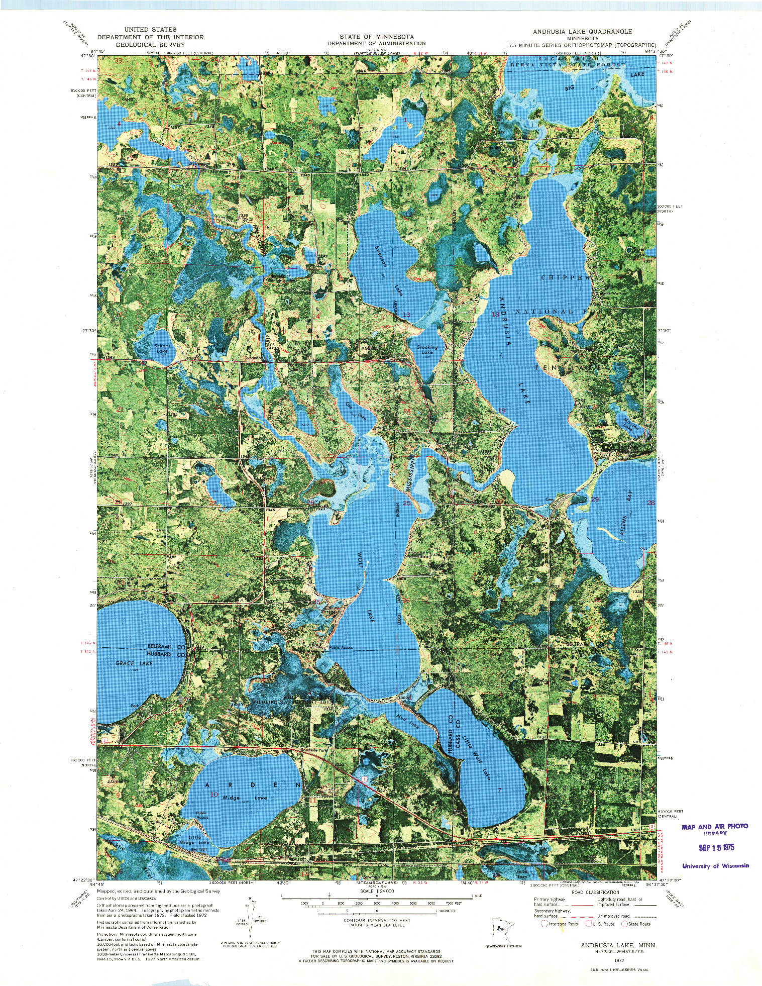 USGS 1:24000-SCALE QUADRANGLE FOR ANDRUSIA LAKE, MN 1972