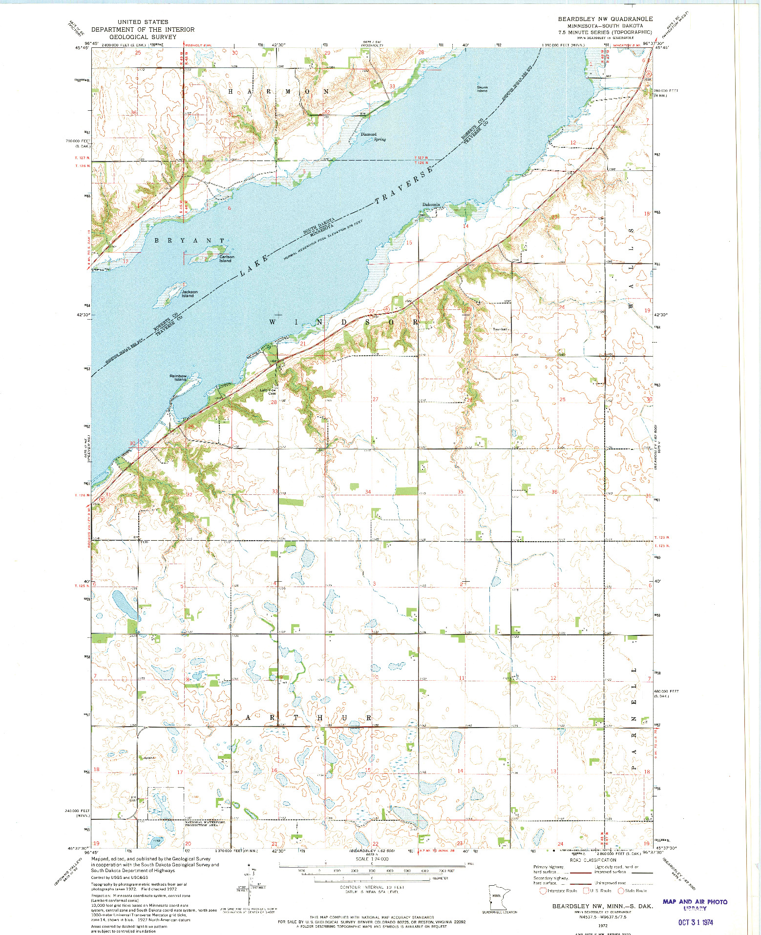 USGS 1:24000-SCALE QUADRANGLE FOR BEARDSLEY NW, MN 1972