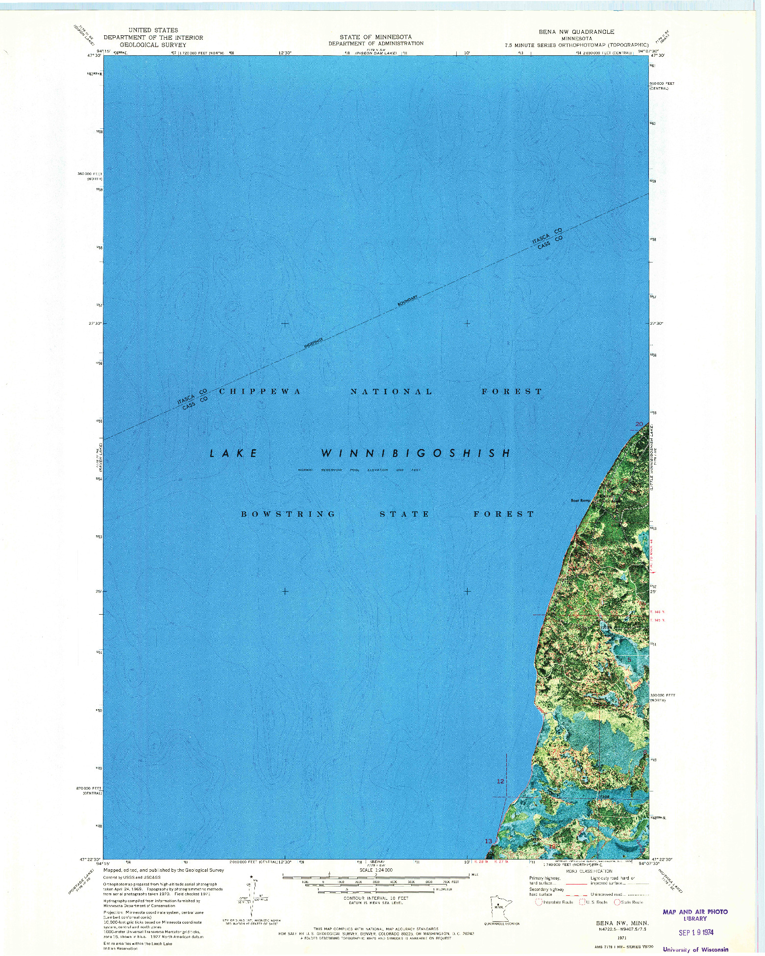 USGS 1:24000-SCALE QUADRANGLE FOR BENA NW, MN 1971