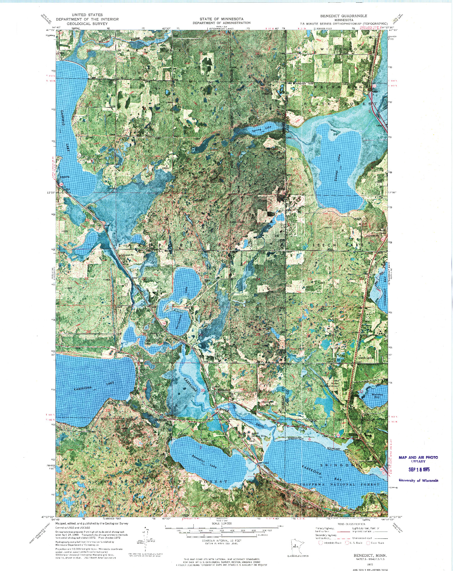 USGS 1:24000-SCALE QUADRANGLE FOR BENEDICT, MN 1972