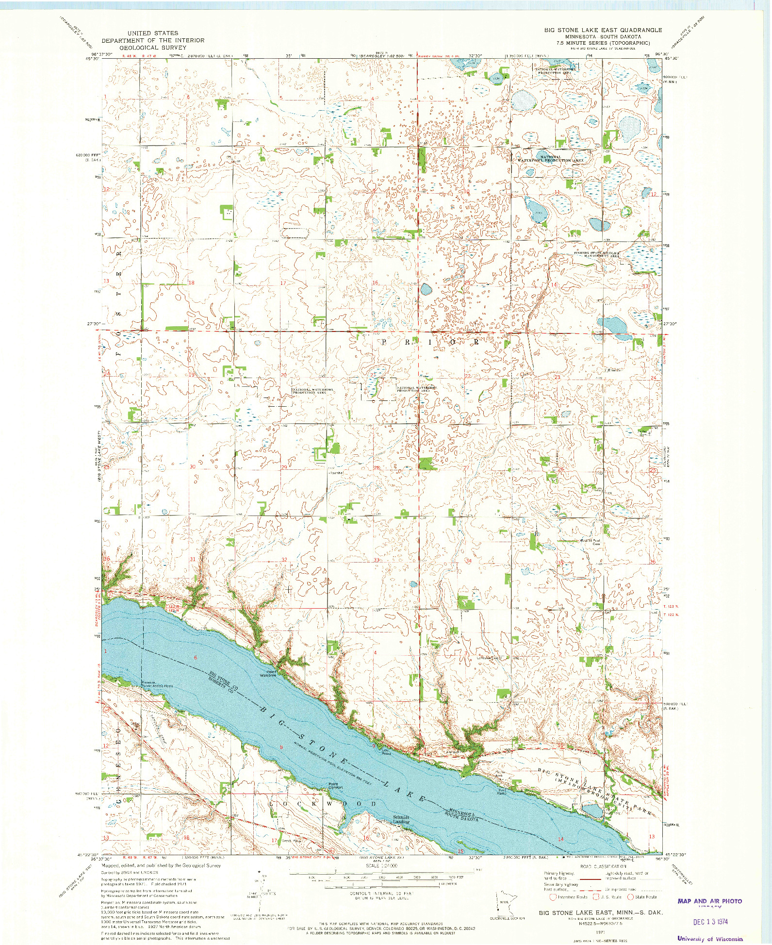 USGS 1:24000-SCALE QUADRANGLE FOR BIG STONE LAKE EAST, MN 1971