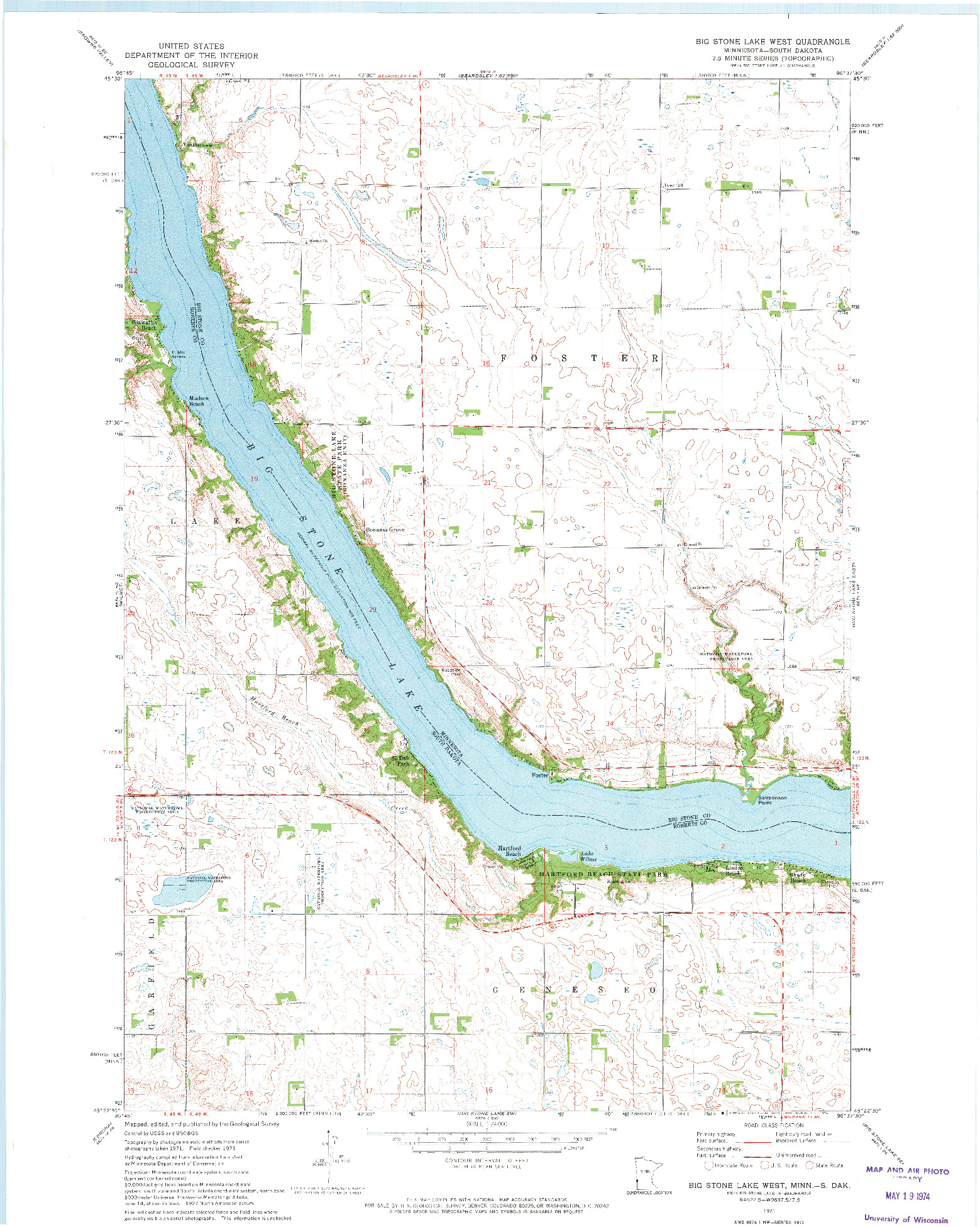 USGS 1:24000-SCALE QUADRANGLE FOR BIG STONE LAKE WEST, MN 1971