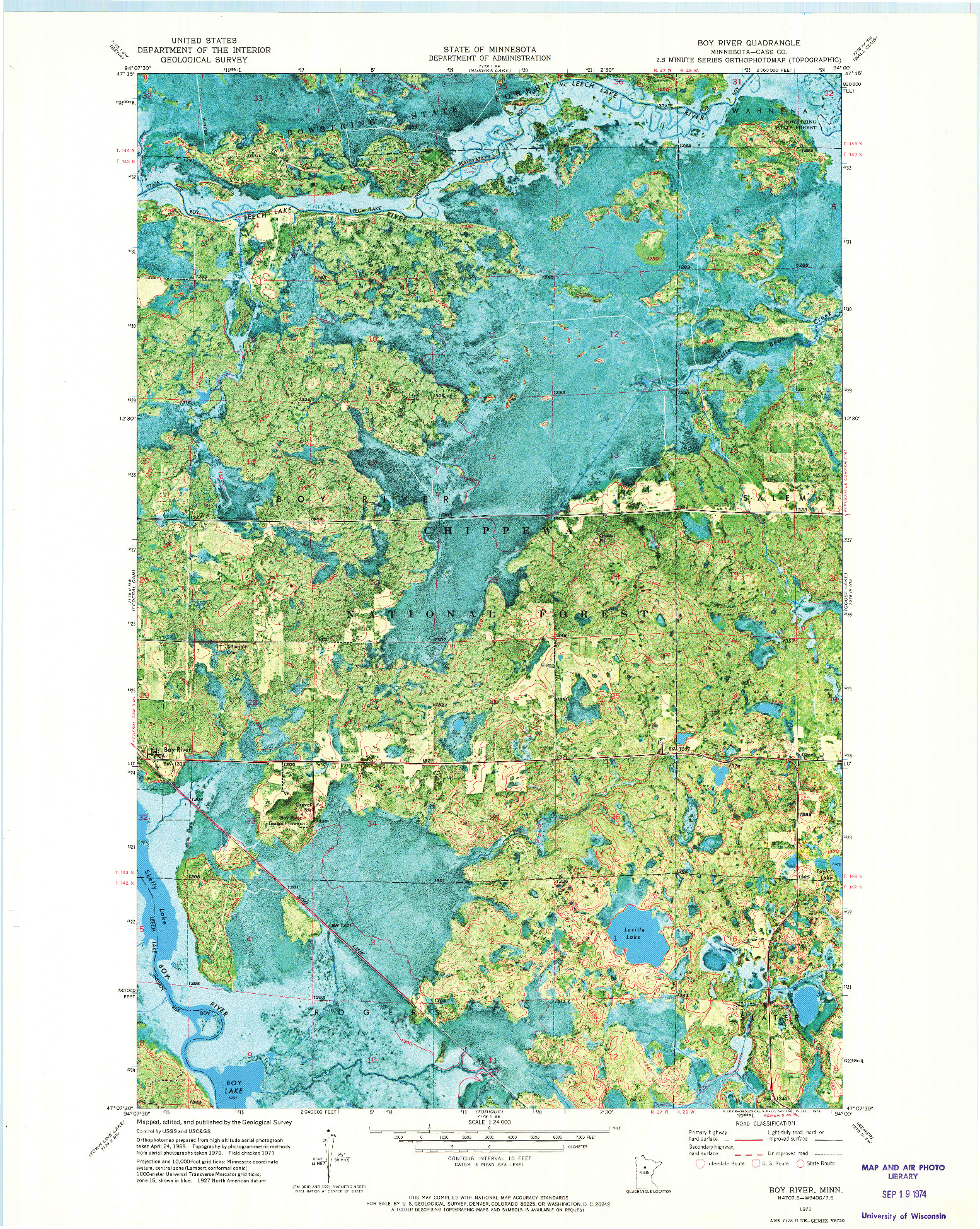 USGS 1:24000-SCALE QUADRANGLE FOR BOY RIVER, MN 1971