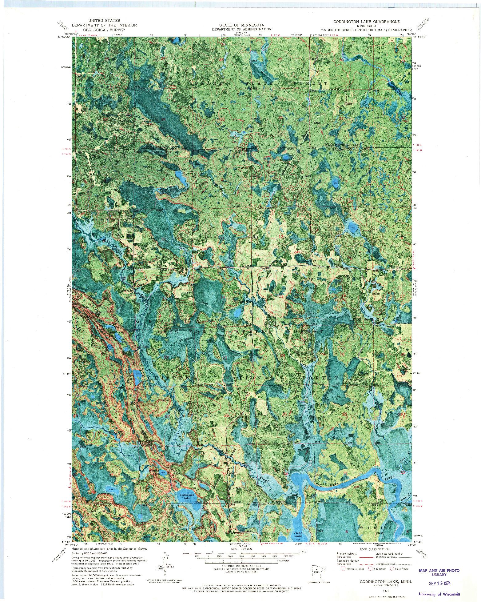 USGS 1:24000-SCALE QUADRANGLE FOR CODDINGTON LAKE, MN 1971