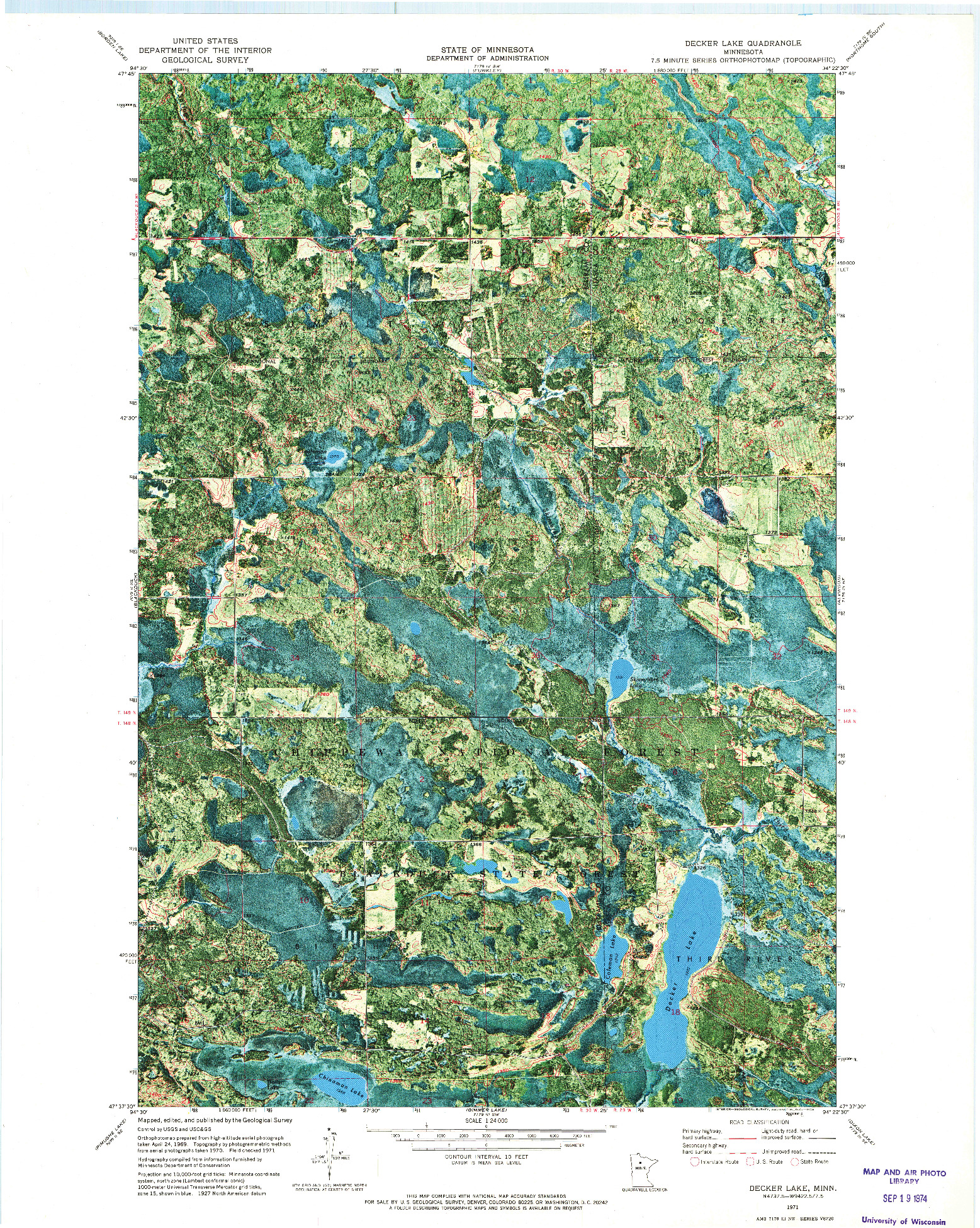 USGS 1:24000-SCALE QUADRANGLE FOR DECKER LAKE, MN 1971