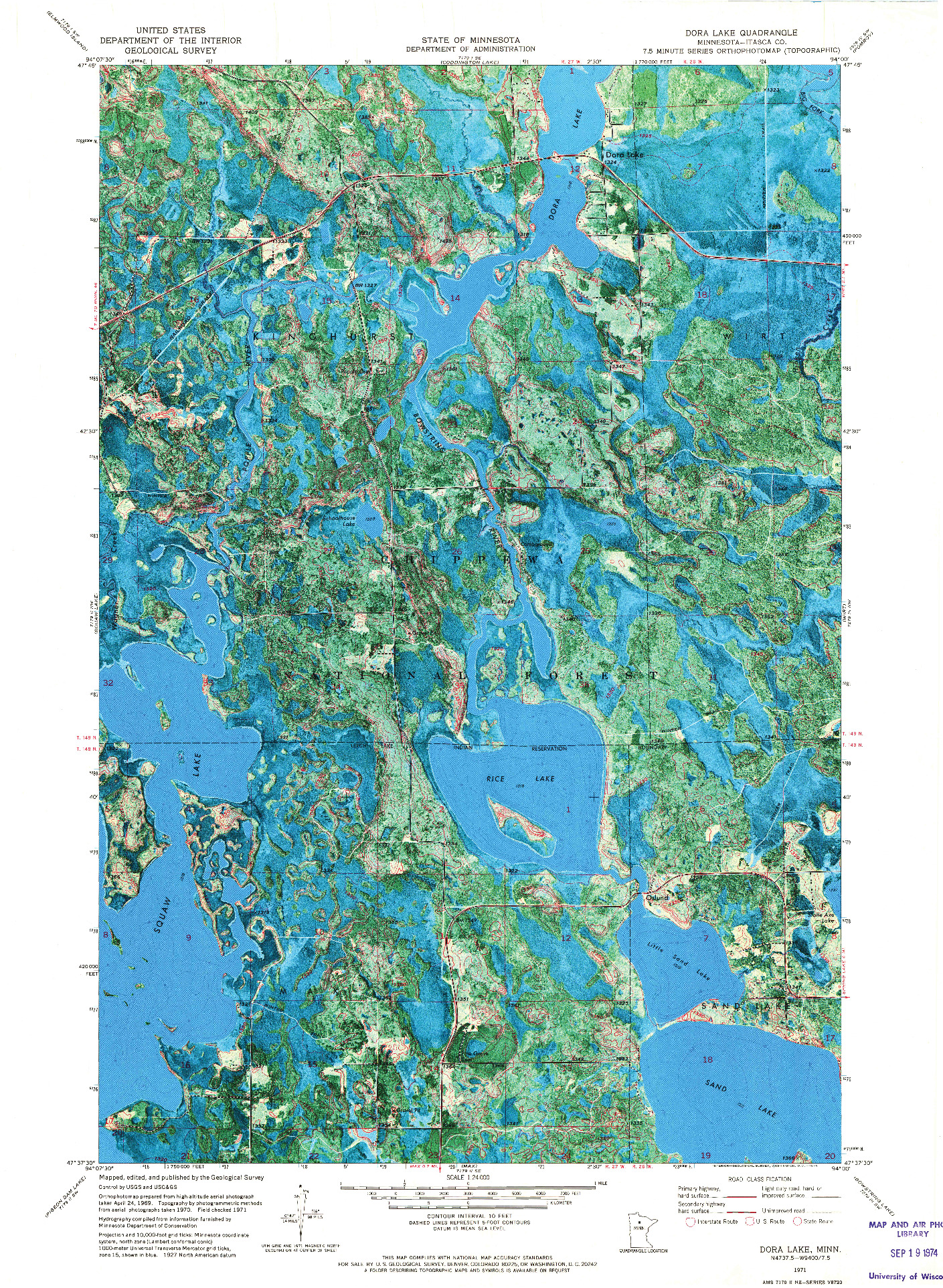 USGS 1:24000-SCALE QUADRANGLE FOR DORA LAKE, MN 1971