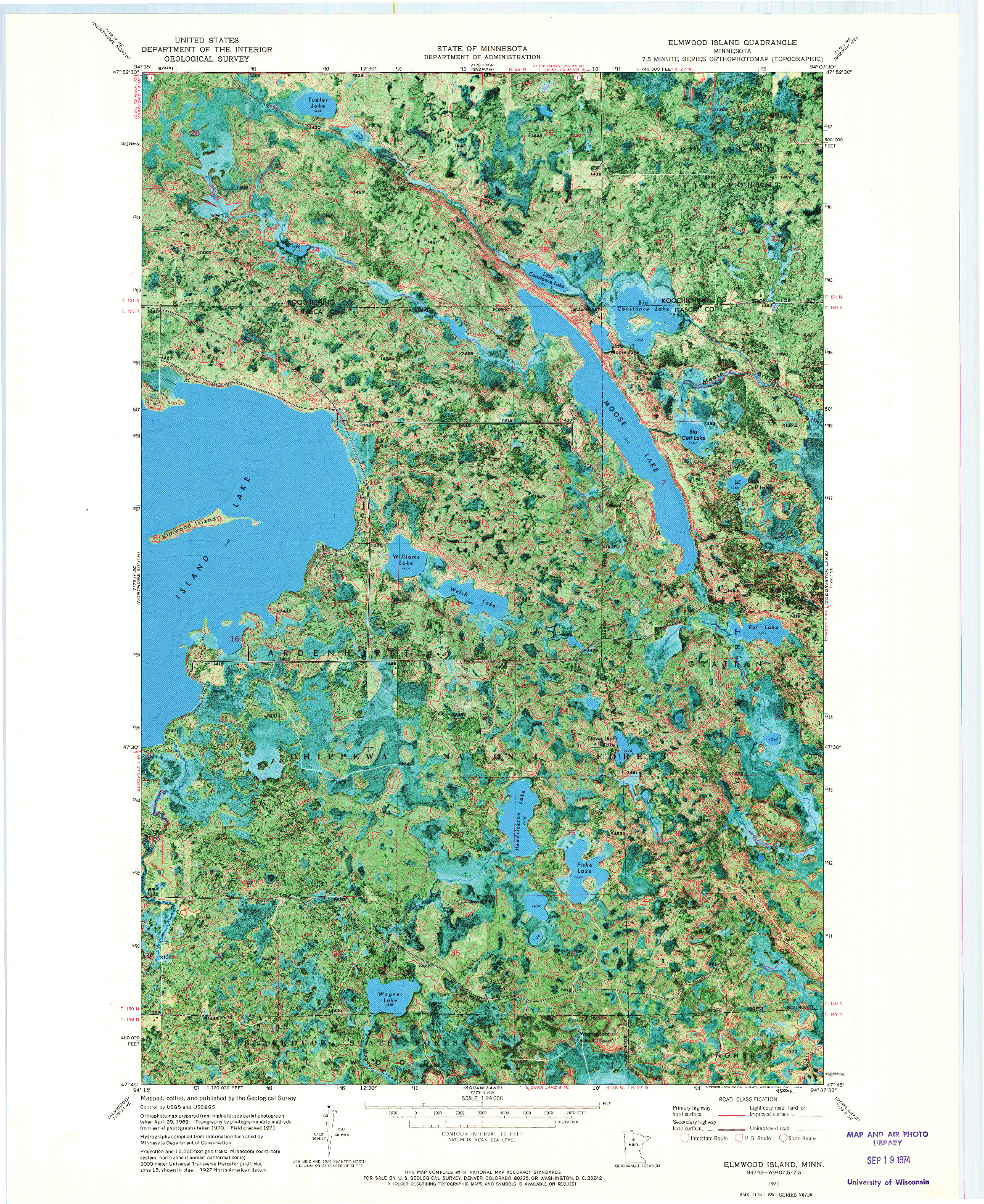 USGS 1:24000-SCALE QUADRANGLE FOR ELMWOOD ISLAND, MN 1971