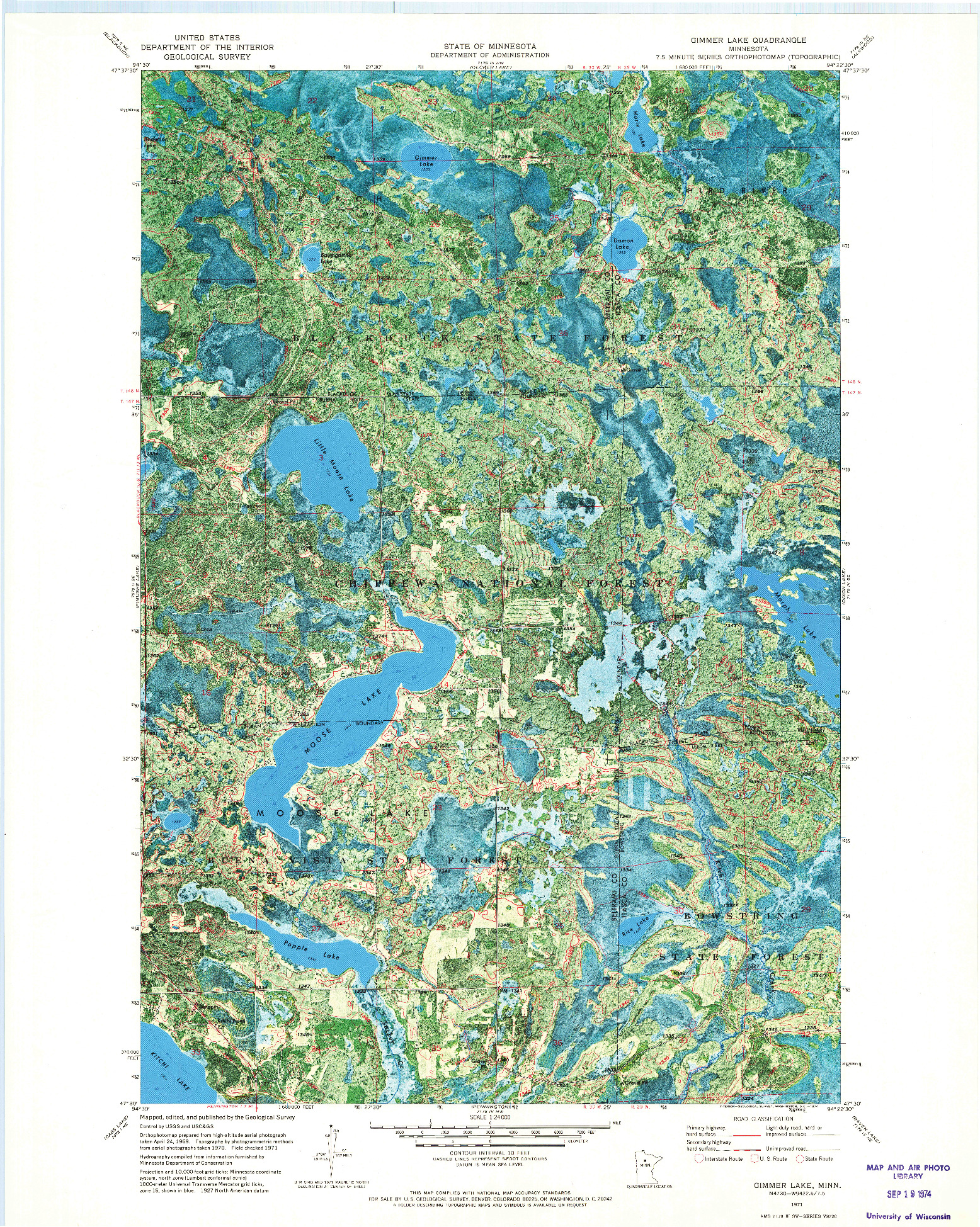 USGS 1:24000-SCALE QUADRANGLE FOR GIMMER LAKE, MN 1971