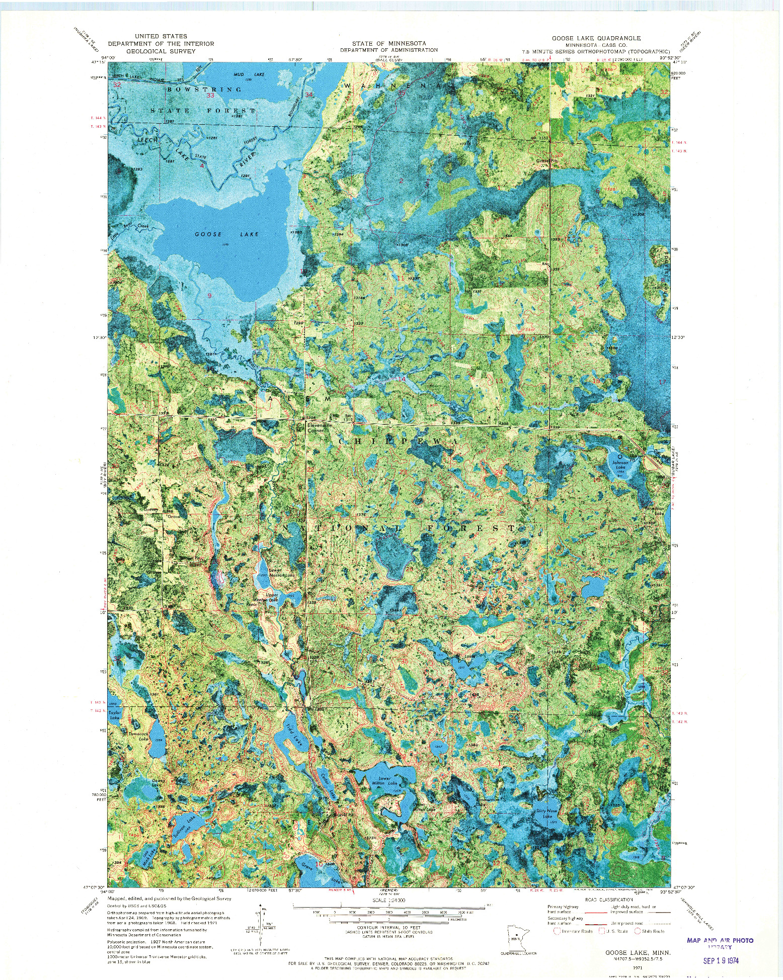 USGS 1:24000-SCALE QUADRANGLE FOR GOOSE LAKE, MN 1971