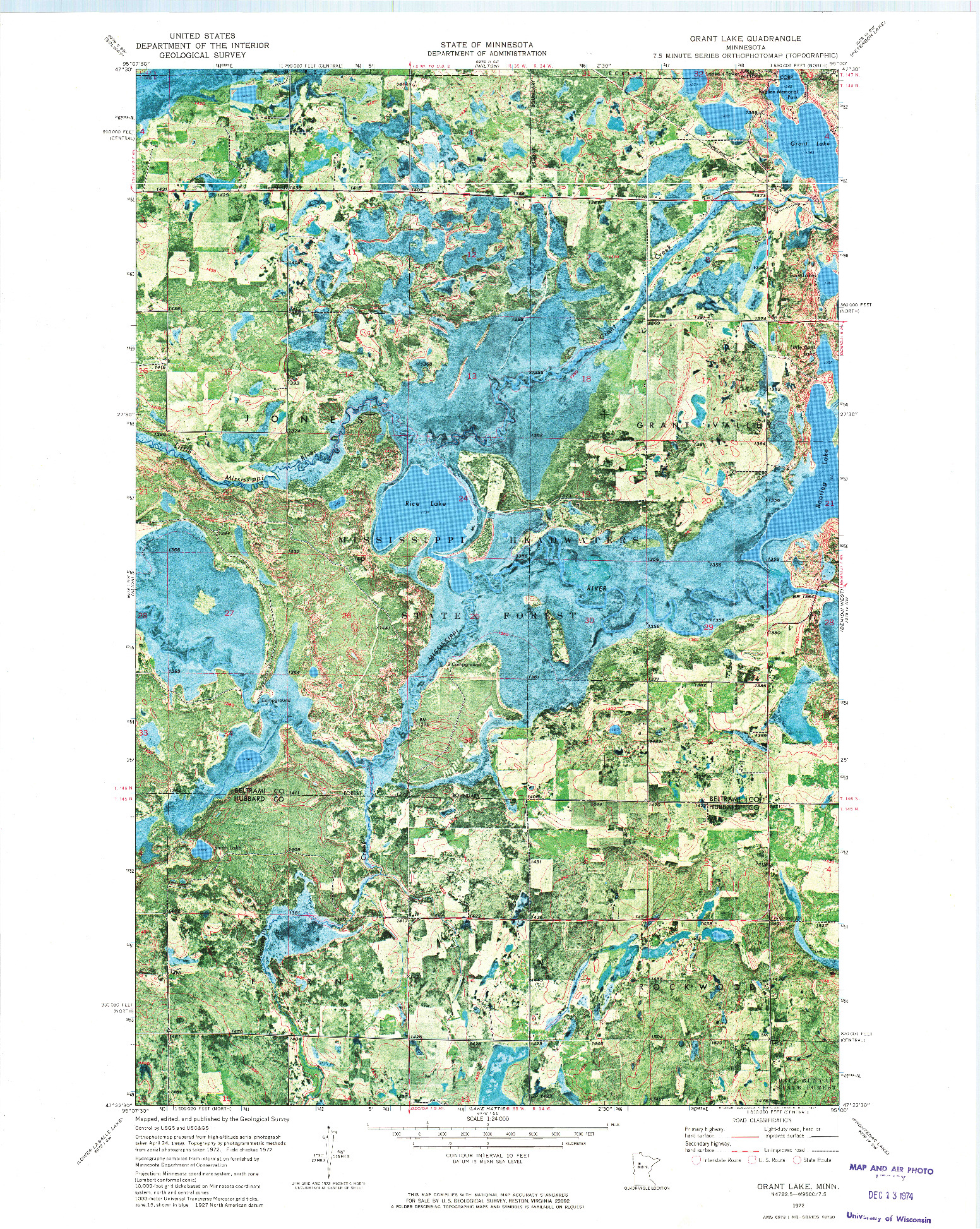 USGS 1:24000-SCALE QUADRANGLE FOR GRANT LAKE, MN 1972