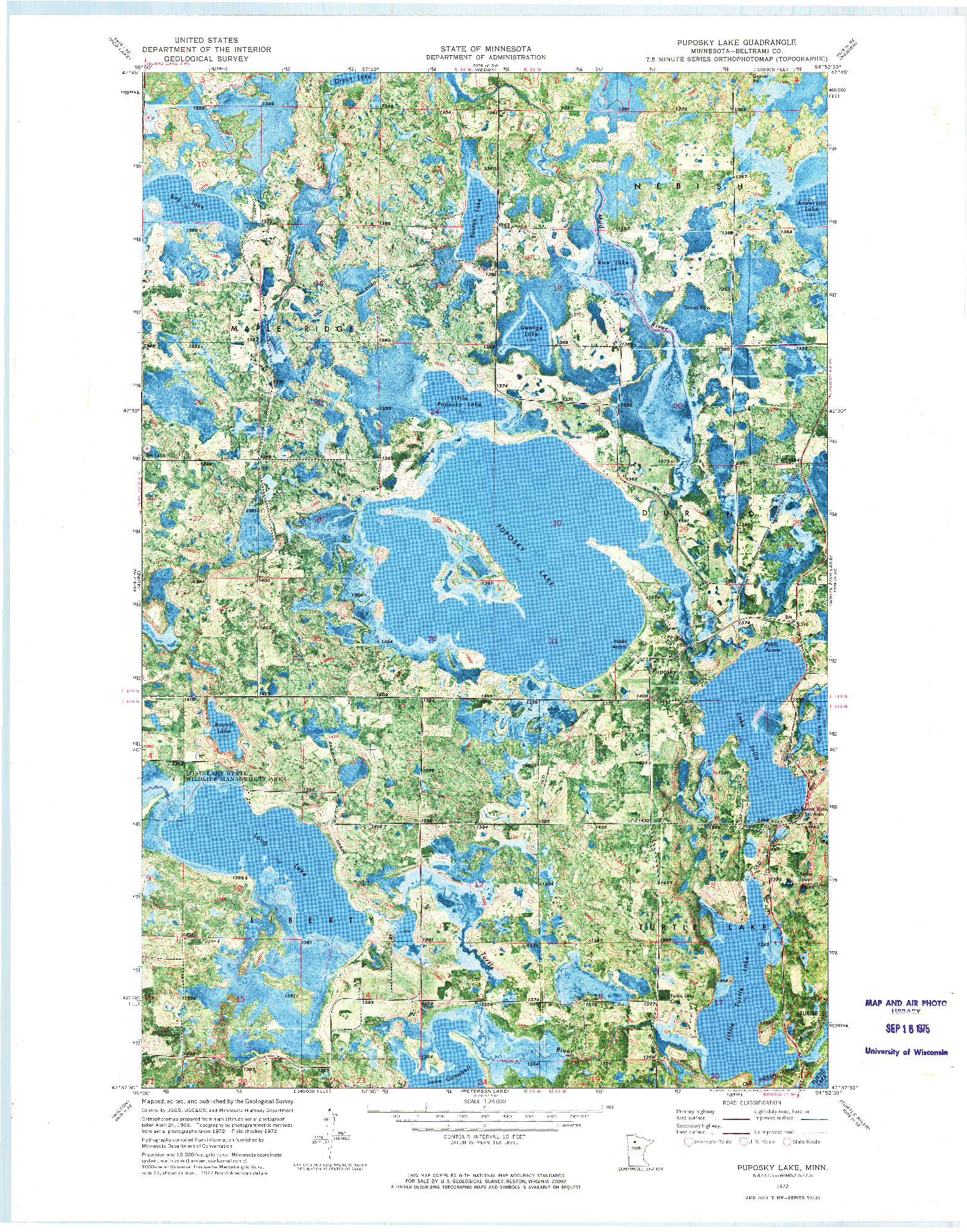 USGS 1:24000-SCALE QUADRANGLE FOR PUPOSKY LAKE, MN 1972