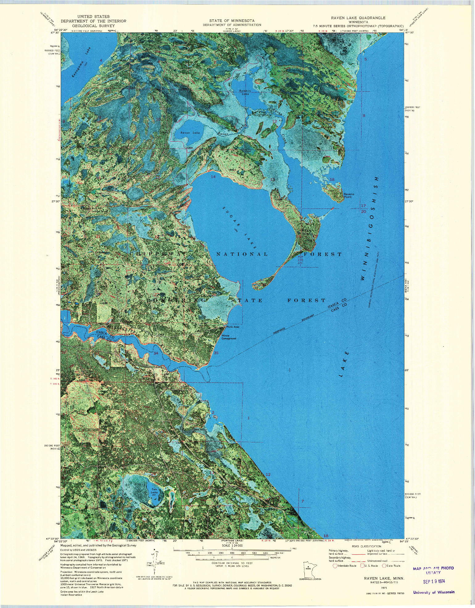 USGS 1:24000-SCALE QUADRANGLE FOR RAVEN LAKE, MN 1971