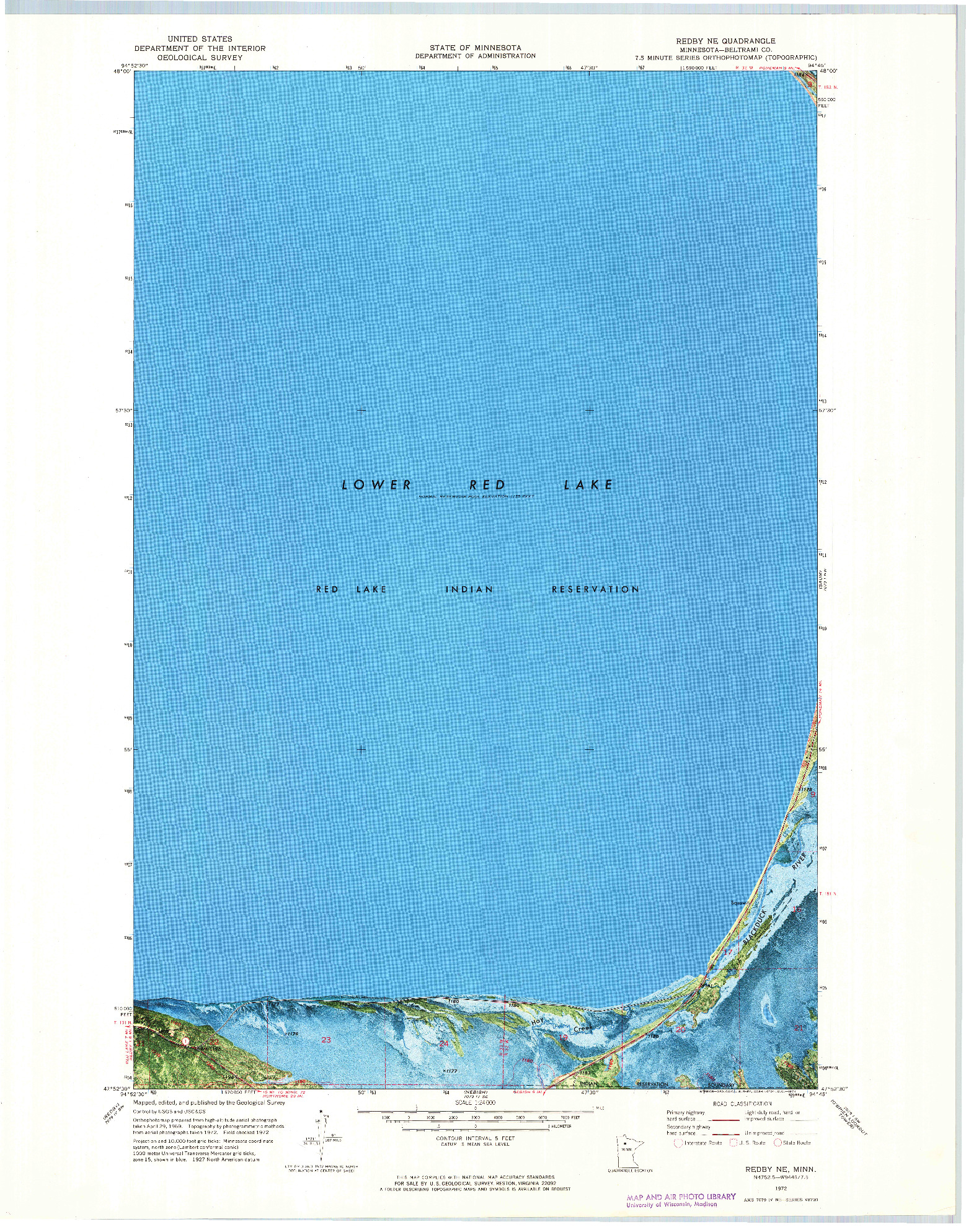 USGS 1:24000-SCALE QUADRANGLE FOR REDBY NE, MN 1972