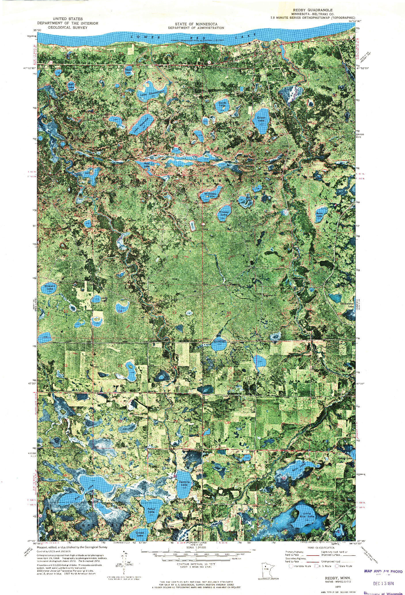 USGS 1:24000-SCALE QUADRANGLE FOR REDBY, MN 1972