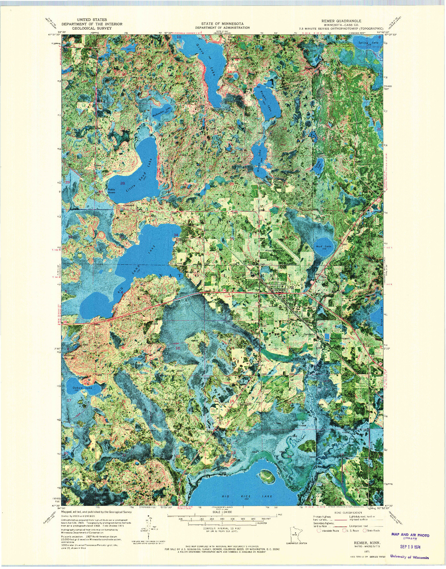 USGS 1:24000-SCALE QUADRANGLE FOR REMER, MN 1971