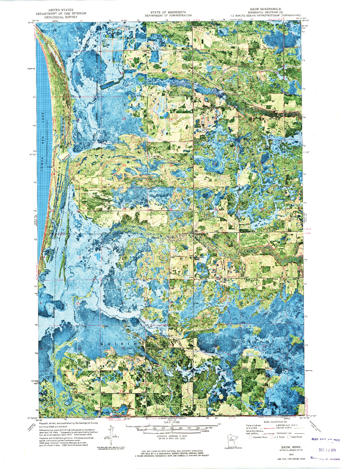 USGS 1:24000-SCALE QUADRANGLE FOR SAUM, MN 1972