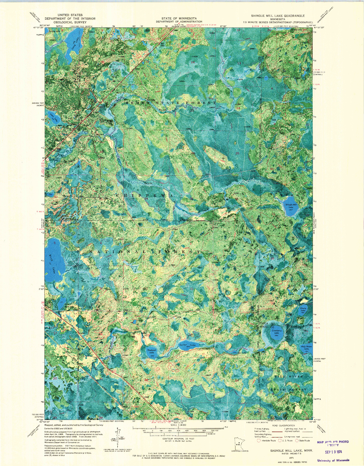 USGS 1:24000-SCALE QUADRANGLE FOR SHINGLE MILL LAKE, MN 1971