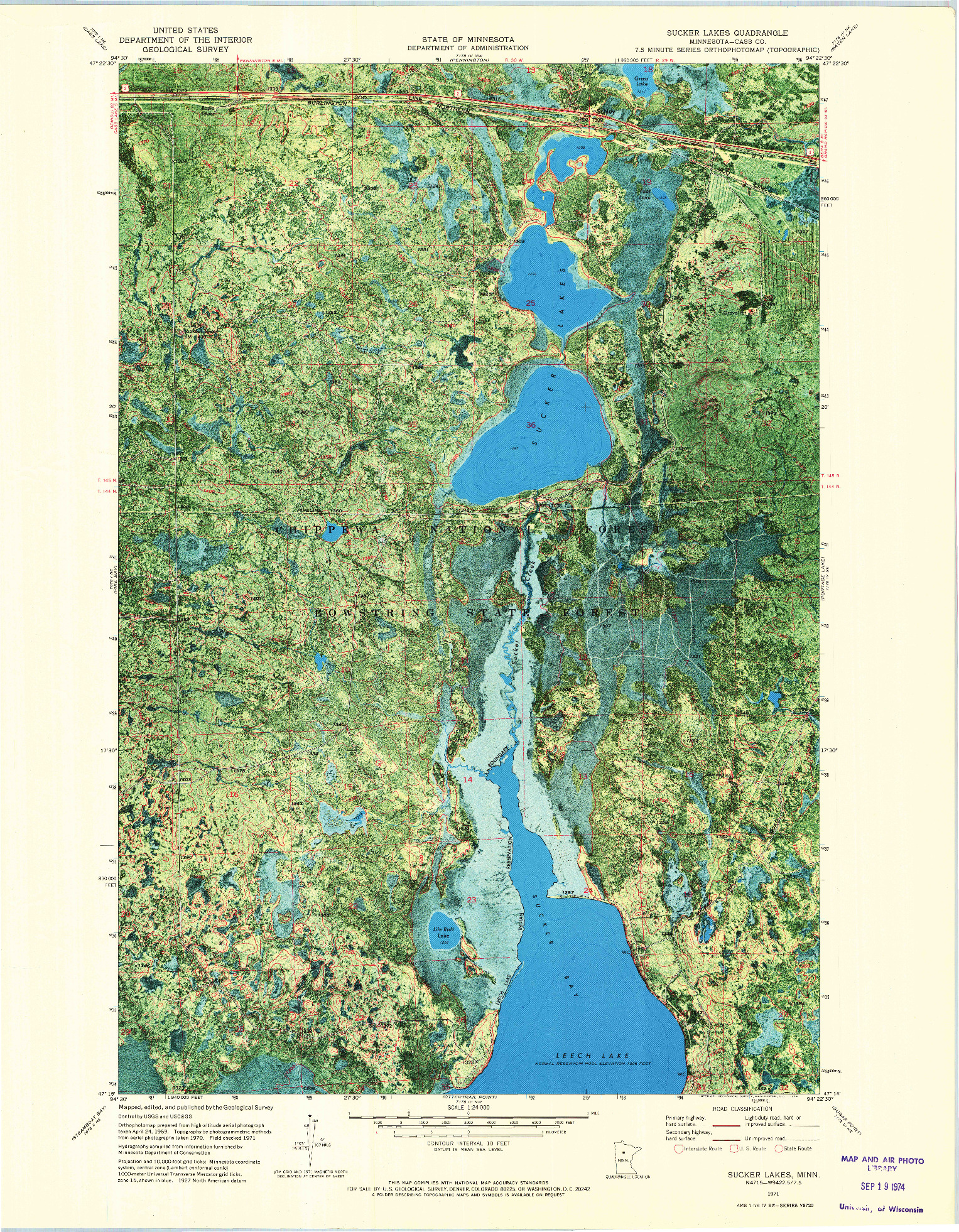 USGS 1:24000-SCALE QUADRANGLE FOR SUCKER LAKES, MN 1971