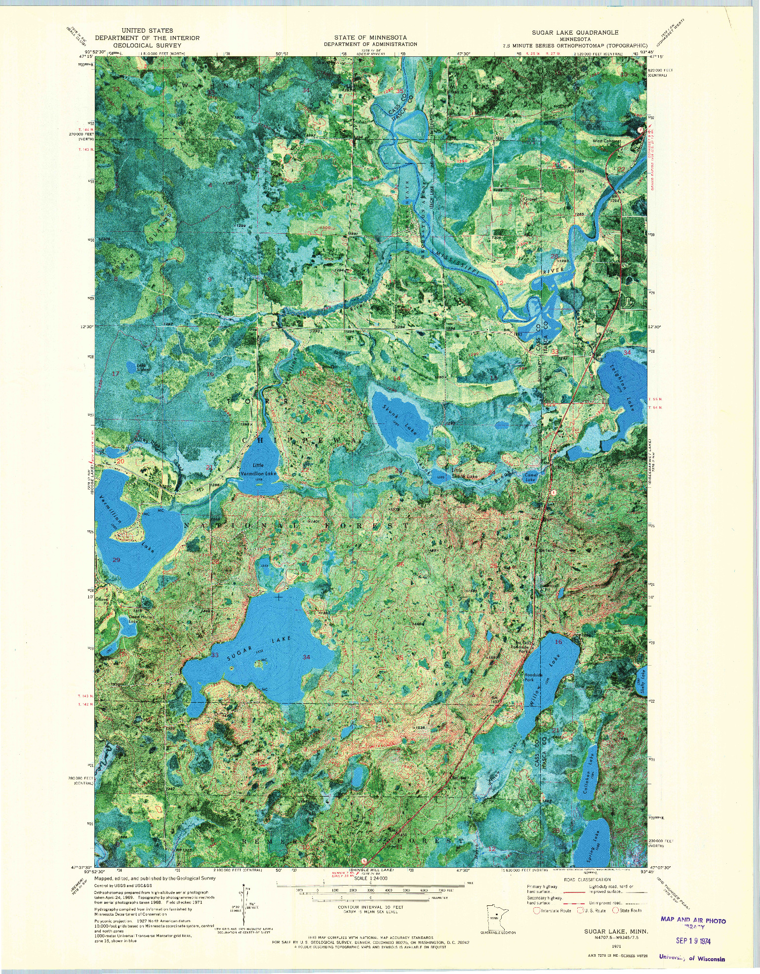 USGS 1:24000-SCALE QUADRANGLE FOR SUGAR LAKE, MN 1971
