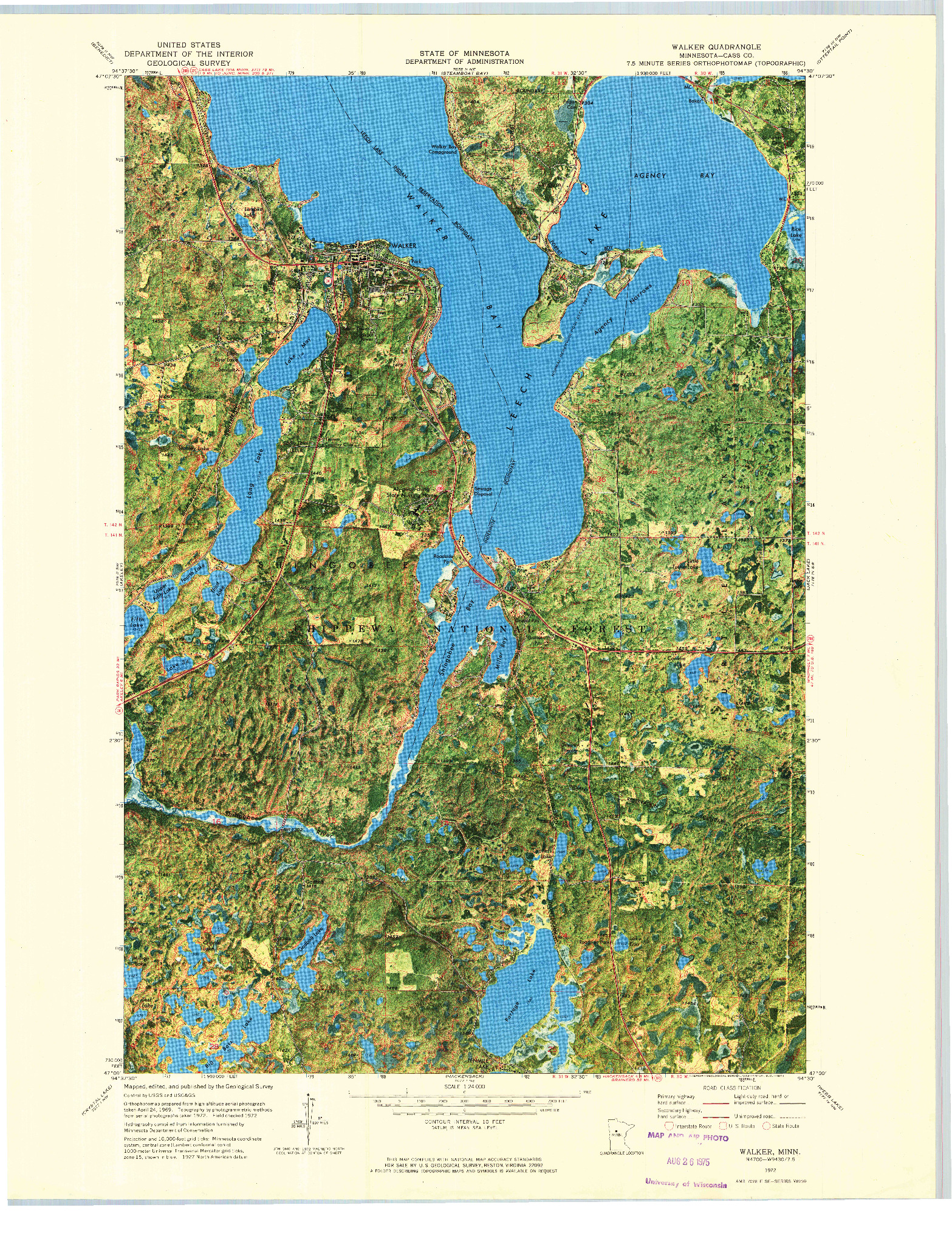 USGS 1:24000-SCALE QUADRANGLE FOR WALKER, MN 1972
