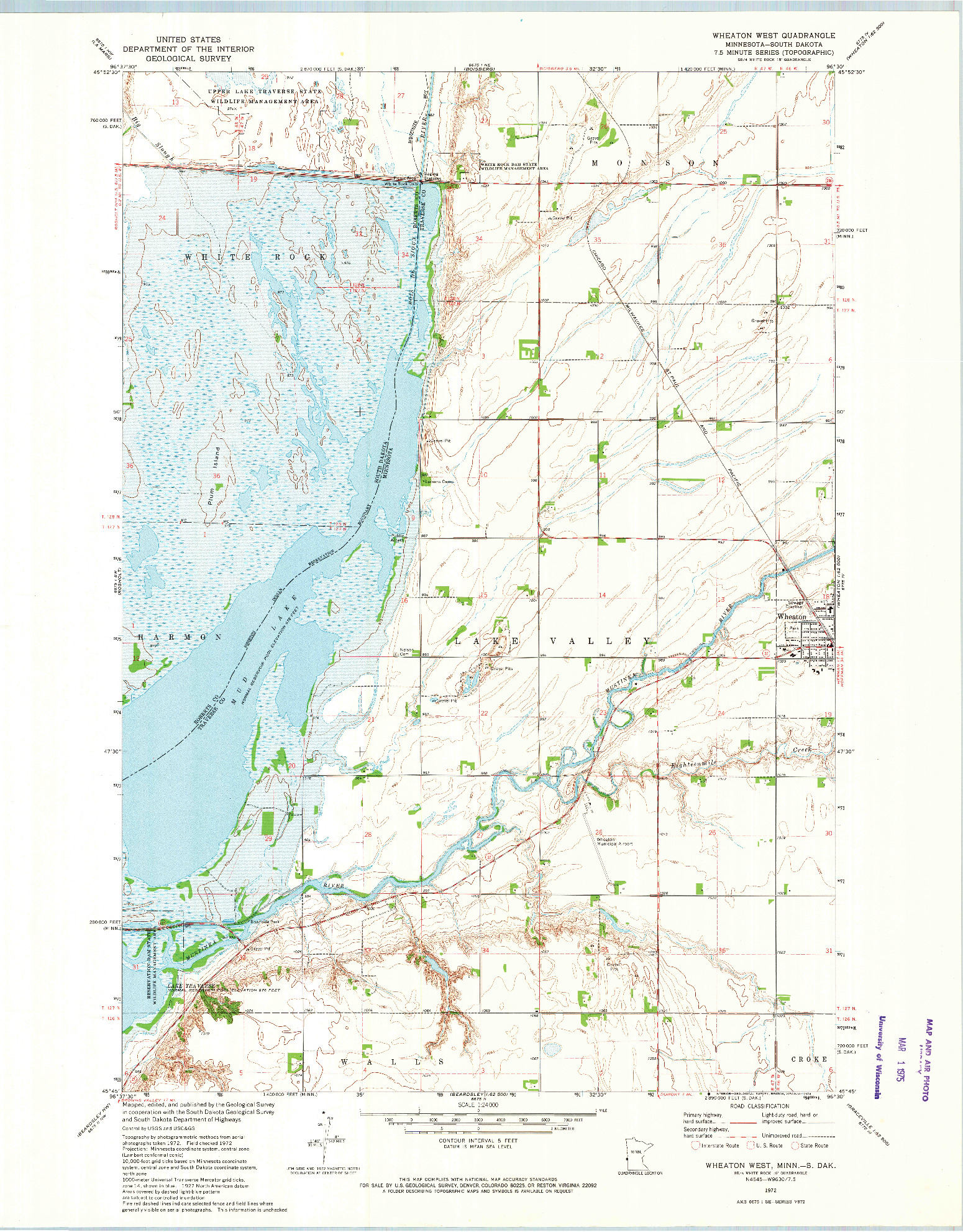 USGS 1:24000-SCALE QUADRANGLE FOR WHEATON WEST, MN 1972