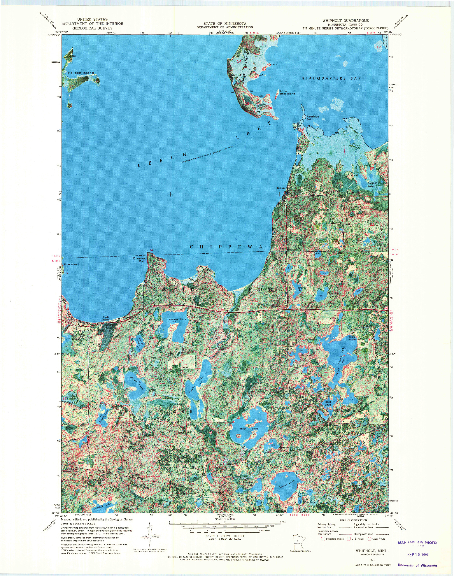 USGS 1:24000-SCALE QUADRANGLE FOR WHIPHOLT, MN 1971