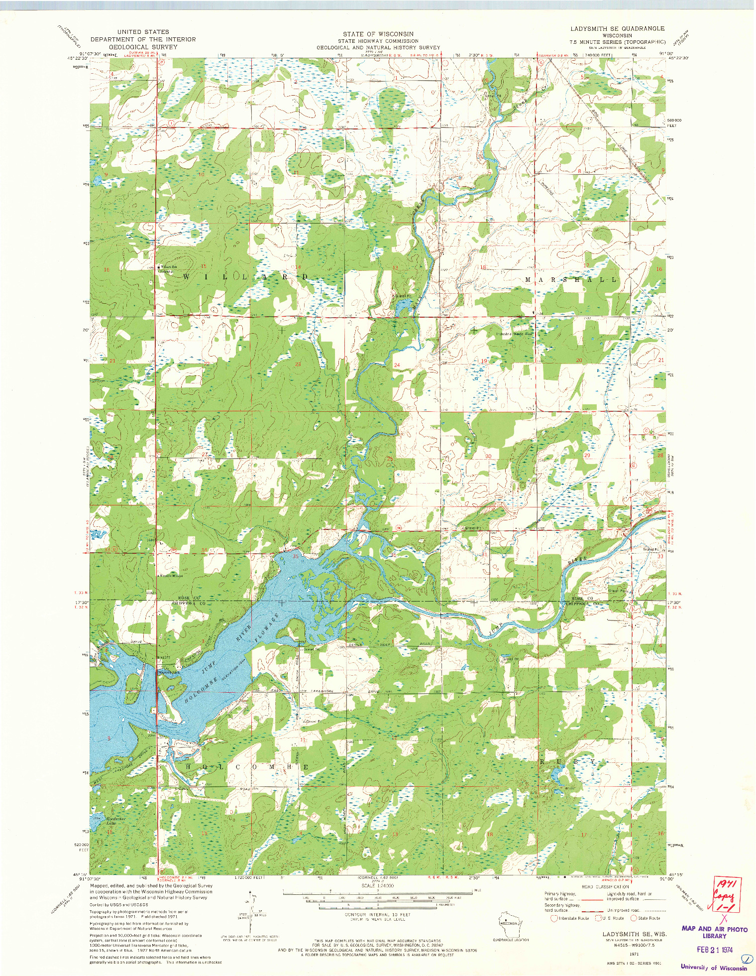 USGS 1:24000-SCALE QUADRANGLE FOR LADYSMITH SE, WI 1971