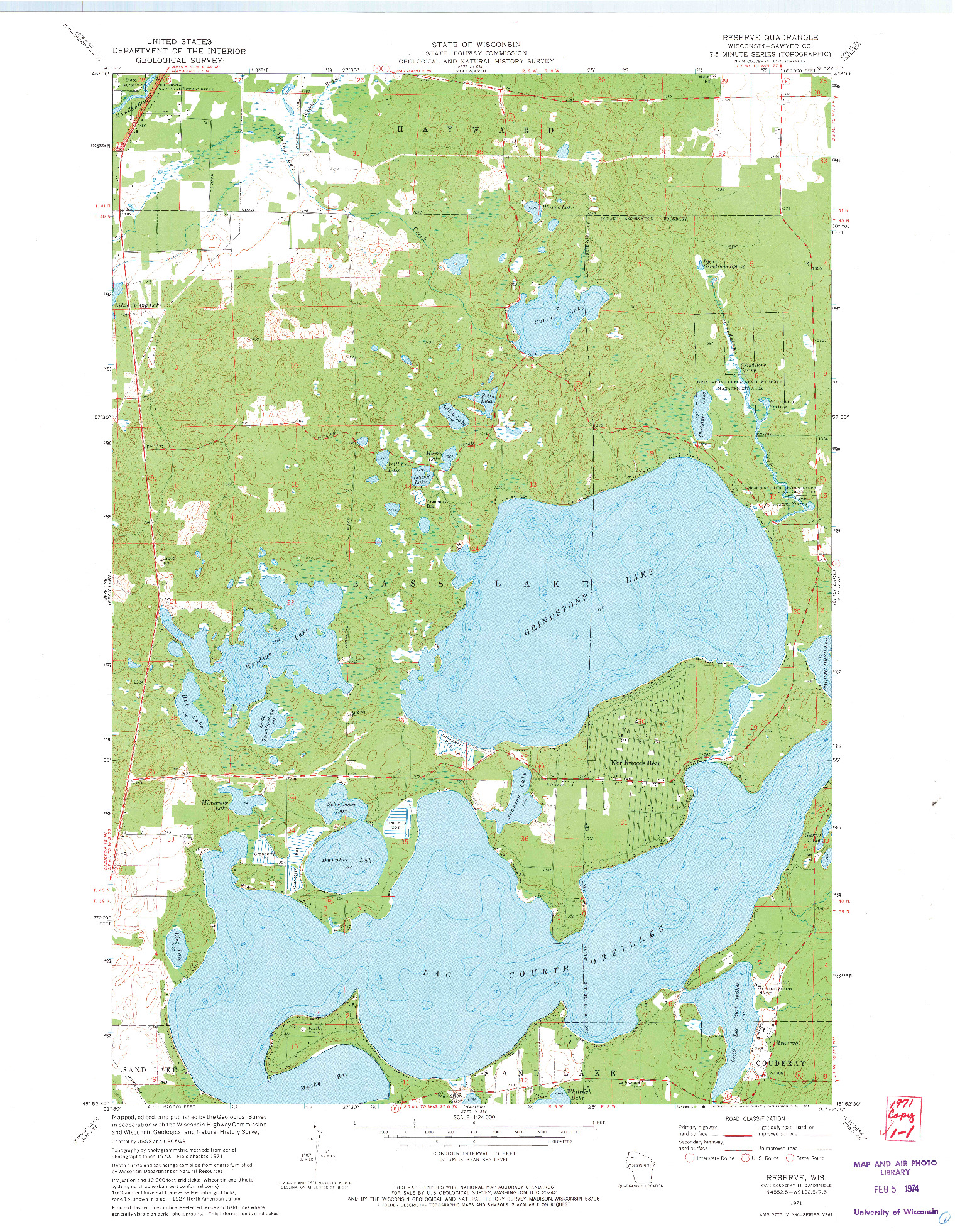 USGS 1:24000-SCALE QUADRANGLE FOR RESERVE, WI 1971