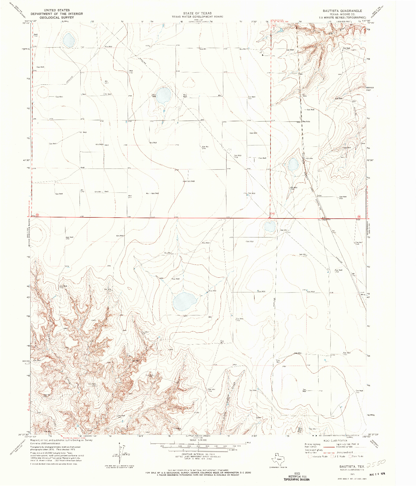 USGS 1:24000-SCALE QUADRANGLE FOR BAUTISTA, TX 1971