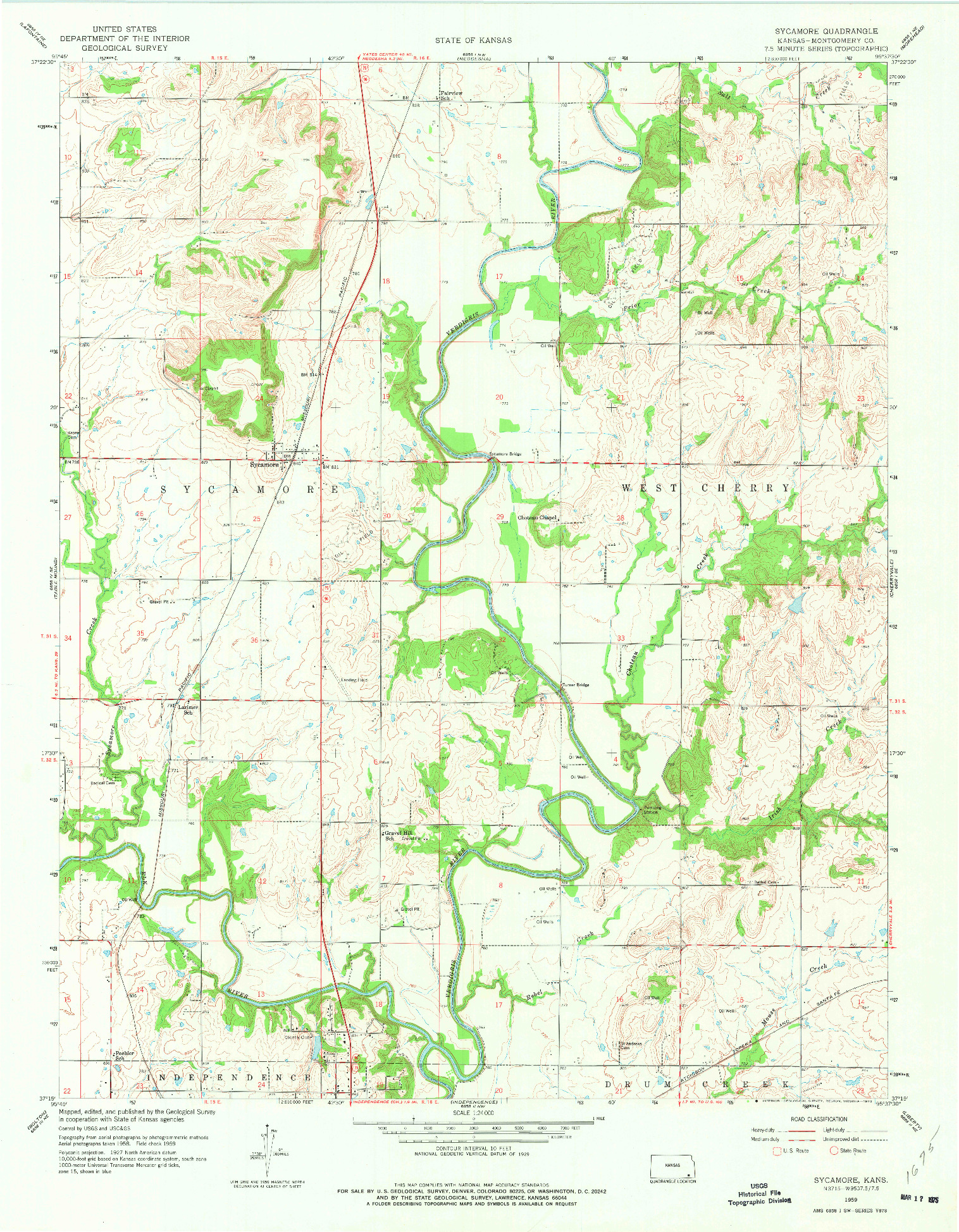 USGS 1:24000-SCALE QUADRANGLE FOR SYCAMORE, KS 1959