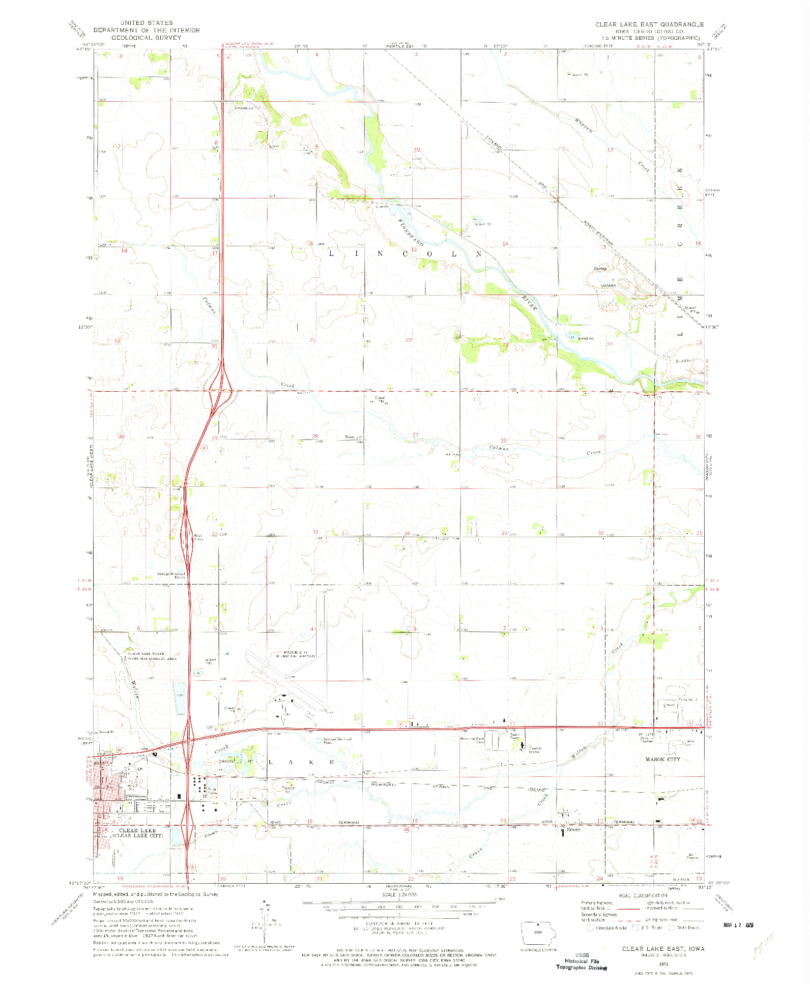 USGS 1:24000-SCALE QUADRANGLE FOR CLEAR LAKE EAST, IA 1972