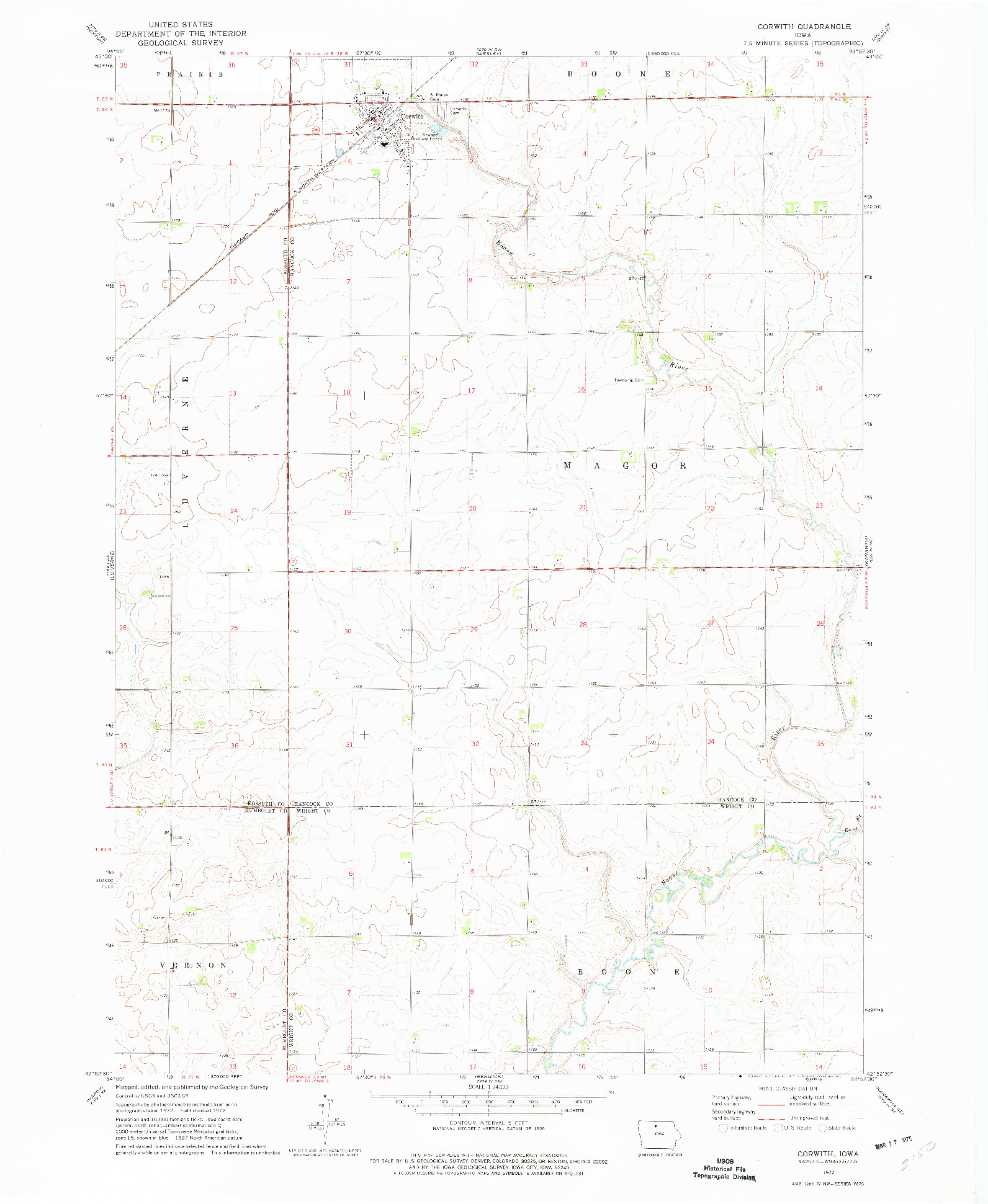 USGS 1:24000-SCALE QUADRANGLE FOR CORWITH, IA 1972