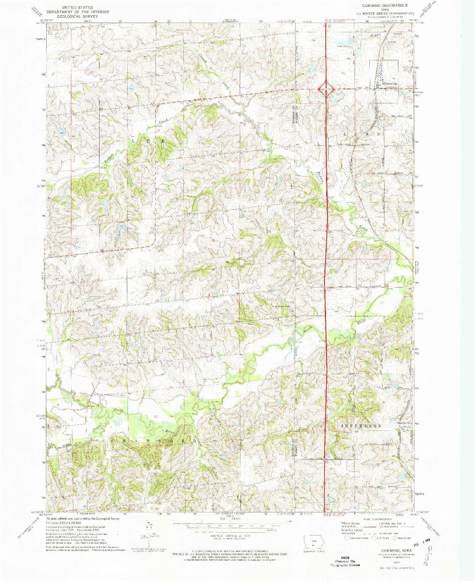 USGS 1:24000-SCALE QUADRANGLE FOR CUMMING, IA 1972