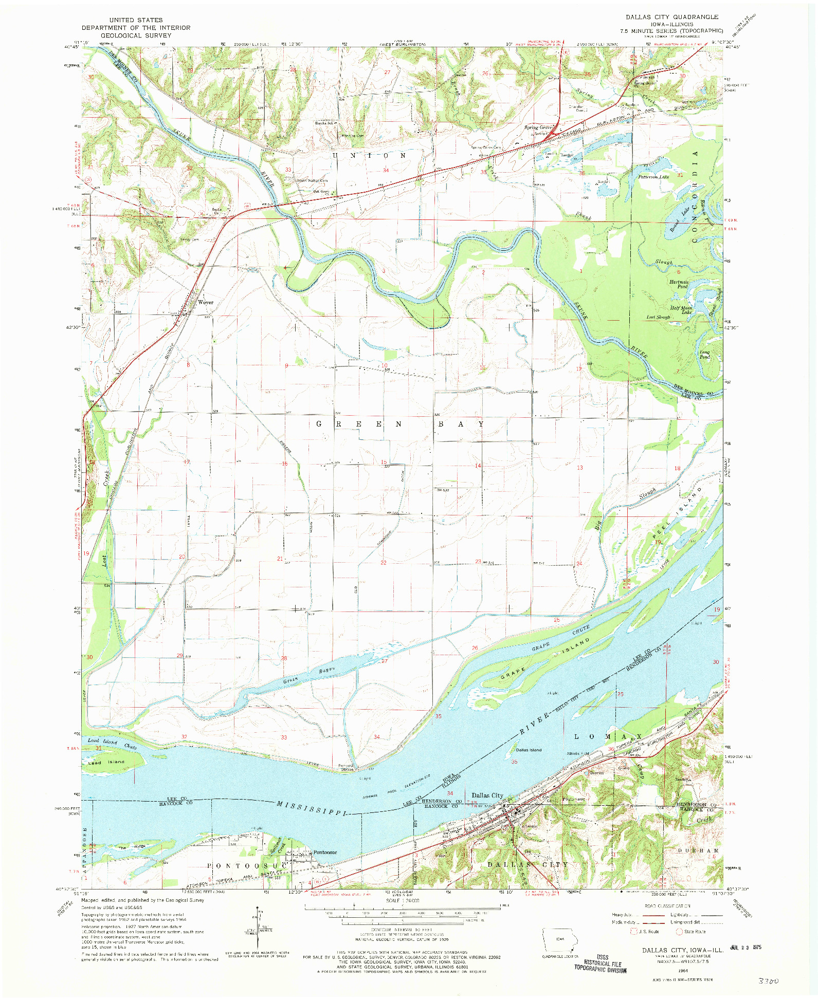 USGS 1:24000-SCALE QUADRANGLE FOR DALLAS CITY, IA 1964