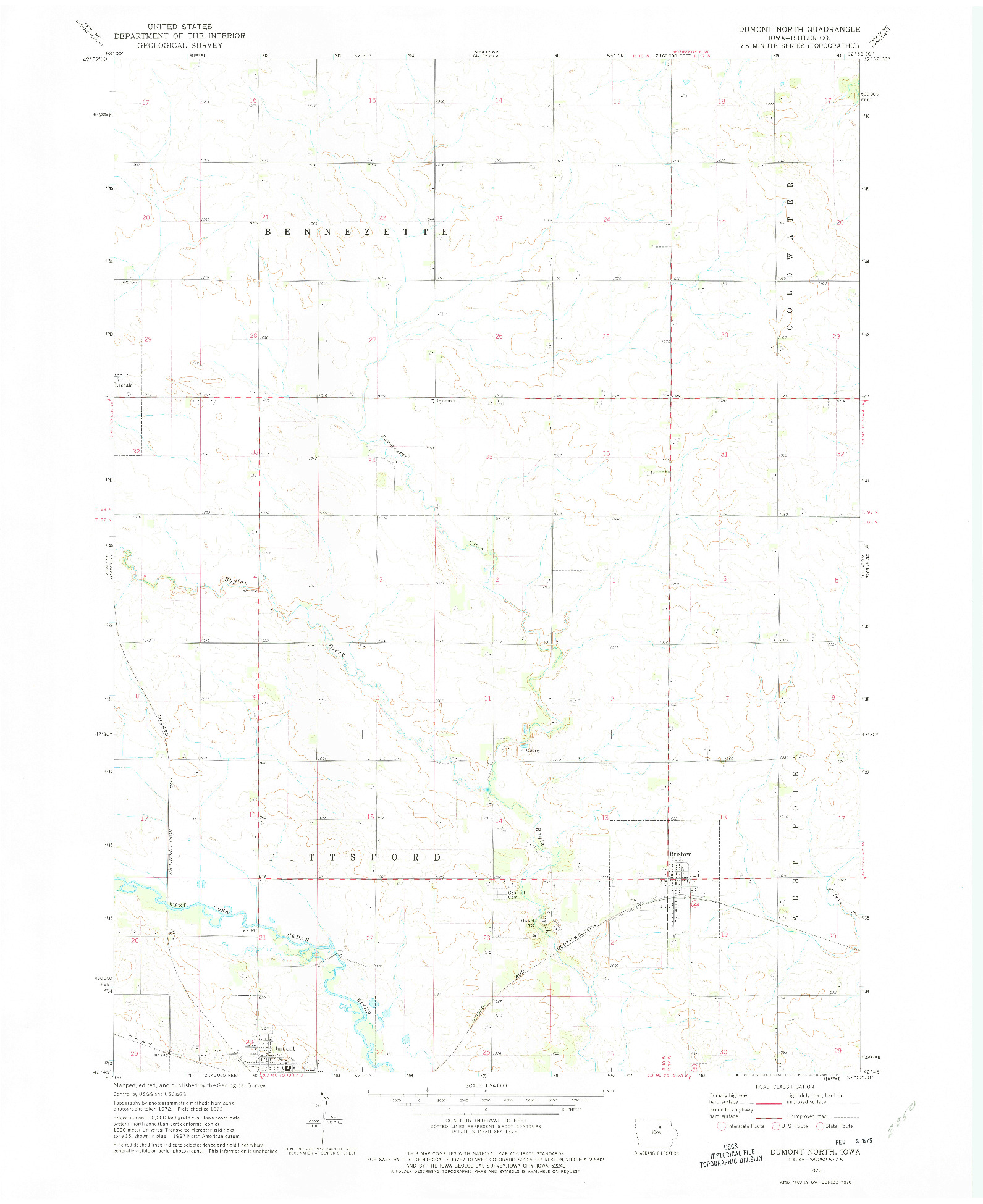 USGS 1:24000-SCALE QUADRANGLE FOR DUMONT NORTH, IA 1972