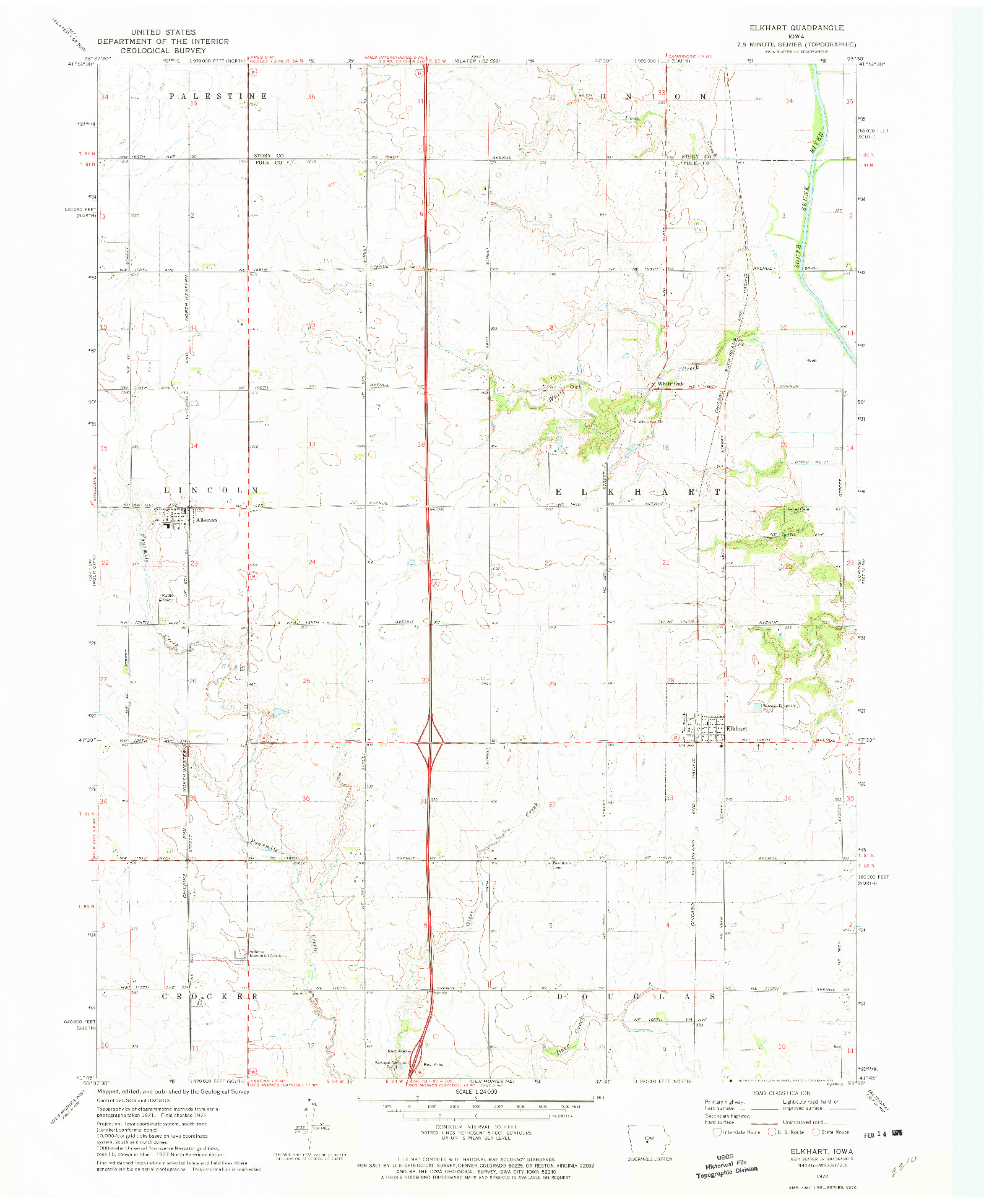 USGS 1:24000-SCALE QUADRANGLE FOR ELKHART, IA 1972