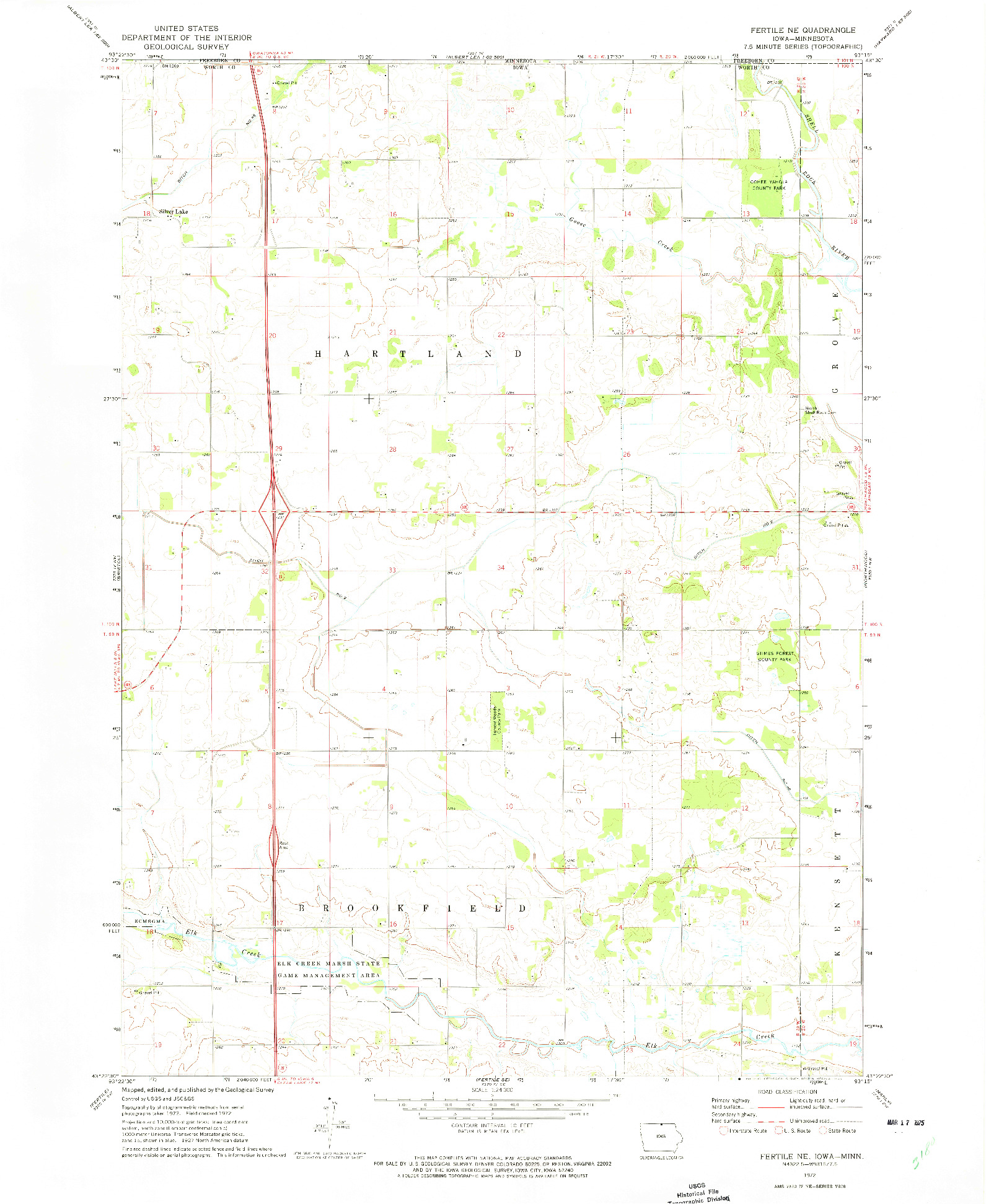 USGS 1:24000-SCALE QUADRANGLE FOR FERTILE NE, IA 1972