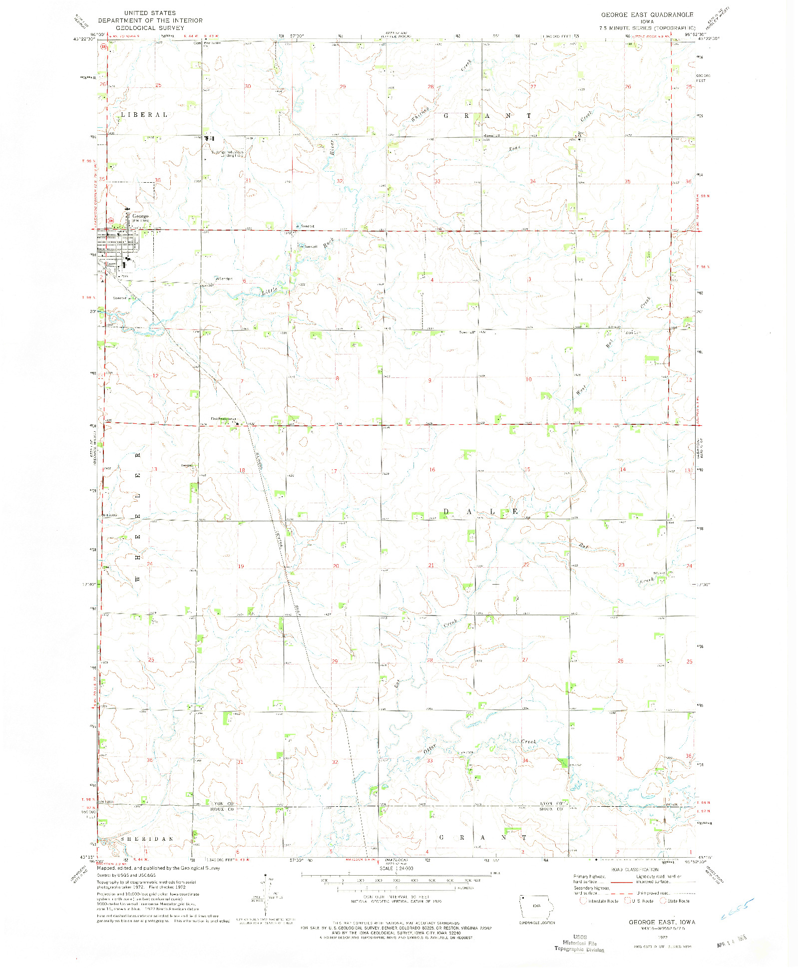 USGS 1:24000-SCALE QUADRANGLE FOR GEORGE EAST, IA 1972