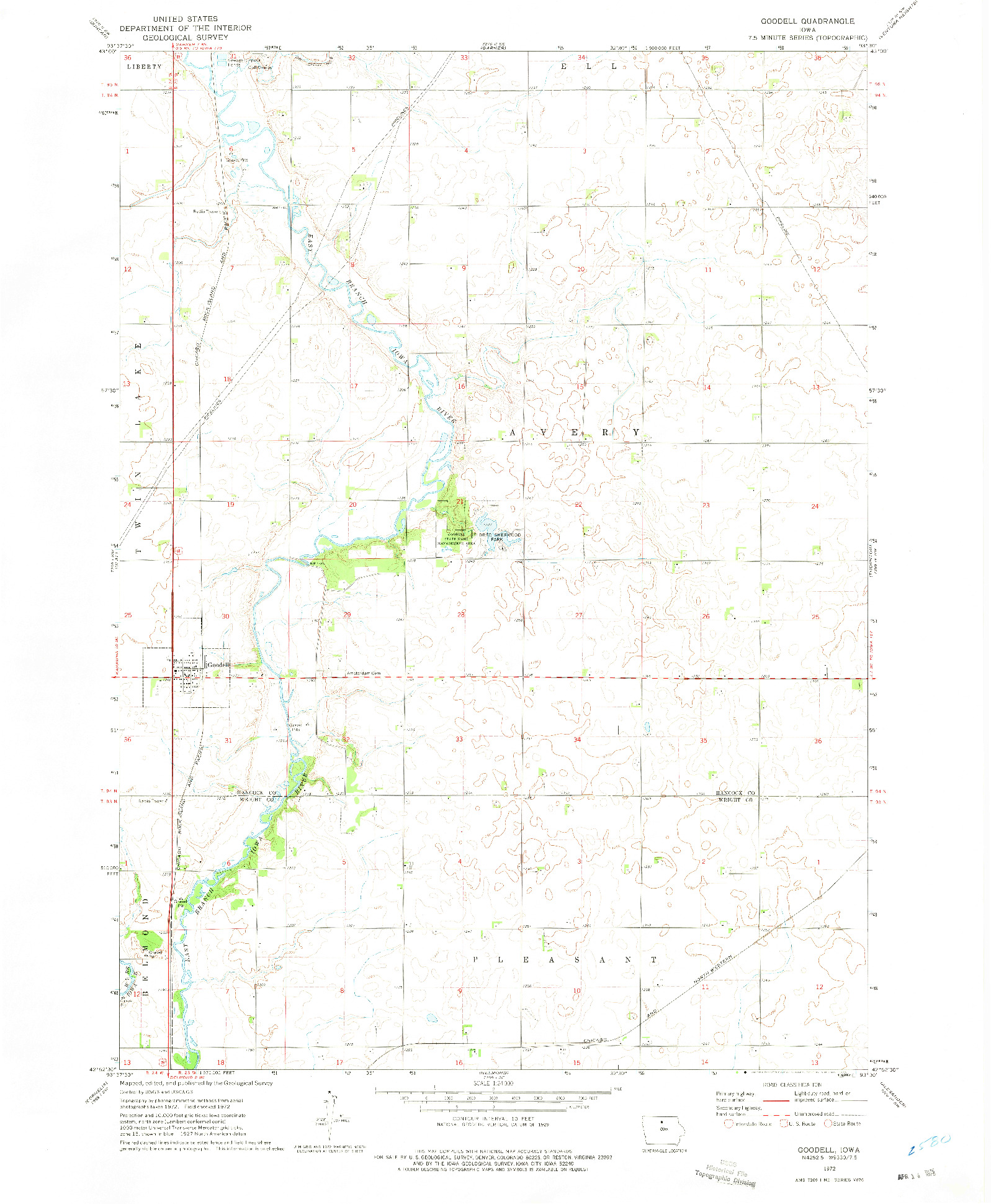 USGS 1:24000-SCALE QUADRANGLE FOR GOODELL, IA 1972